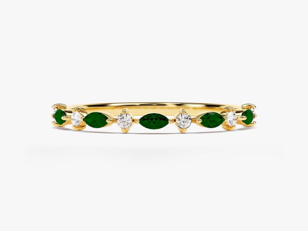 Alternating Marquise & Round Birthstone Ring
