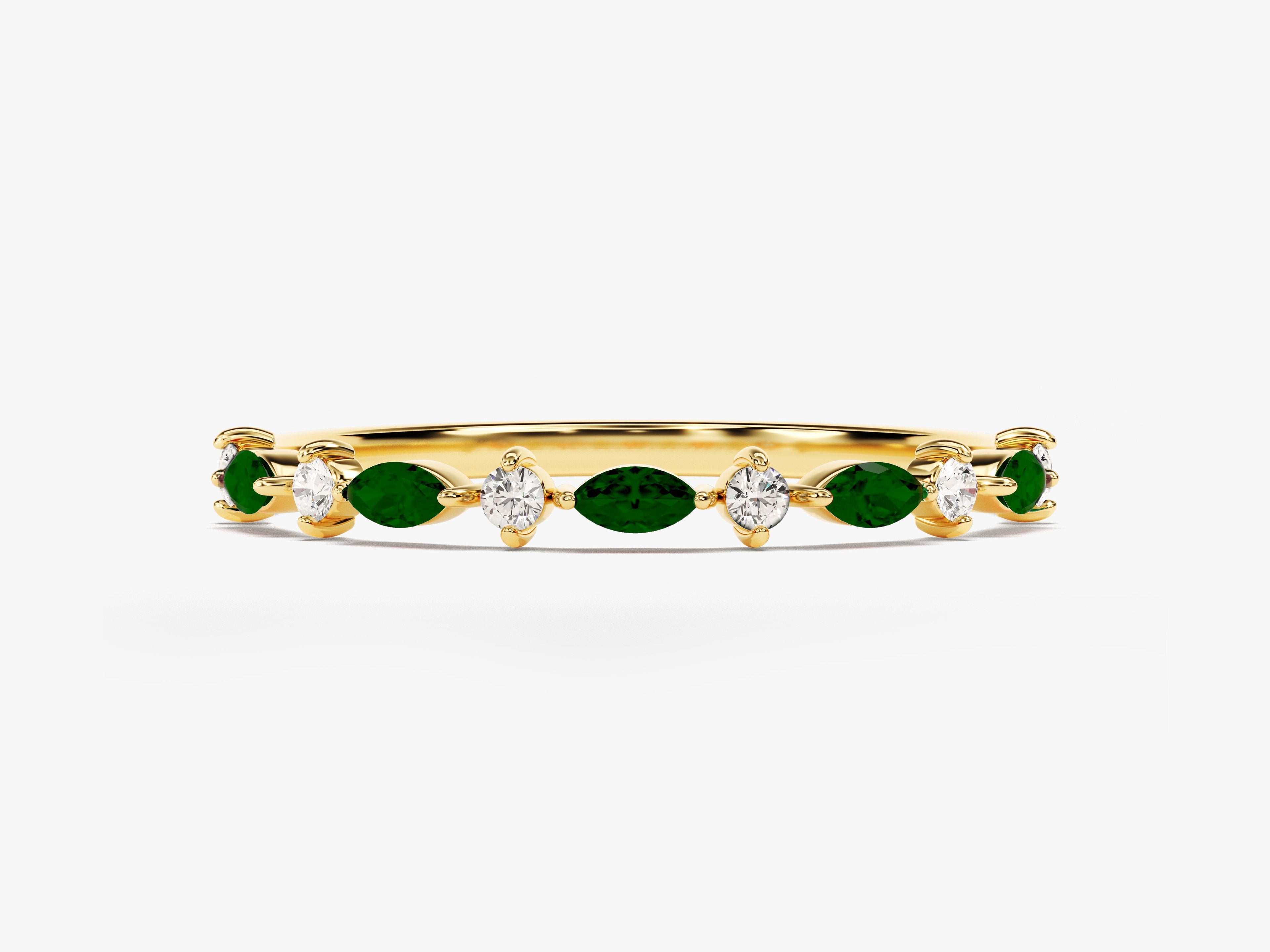 Alternating Marquise & Round Birthstone Ring