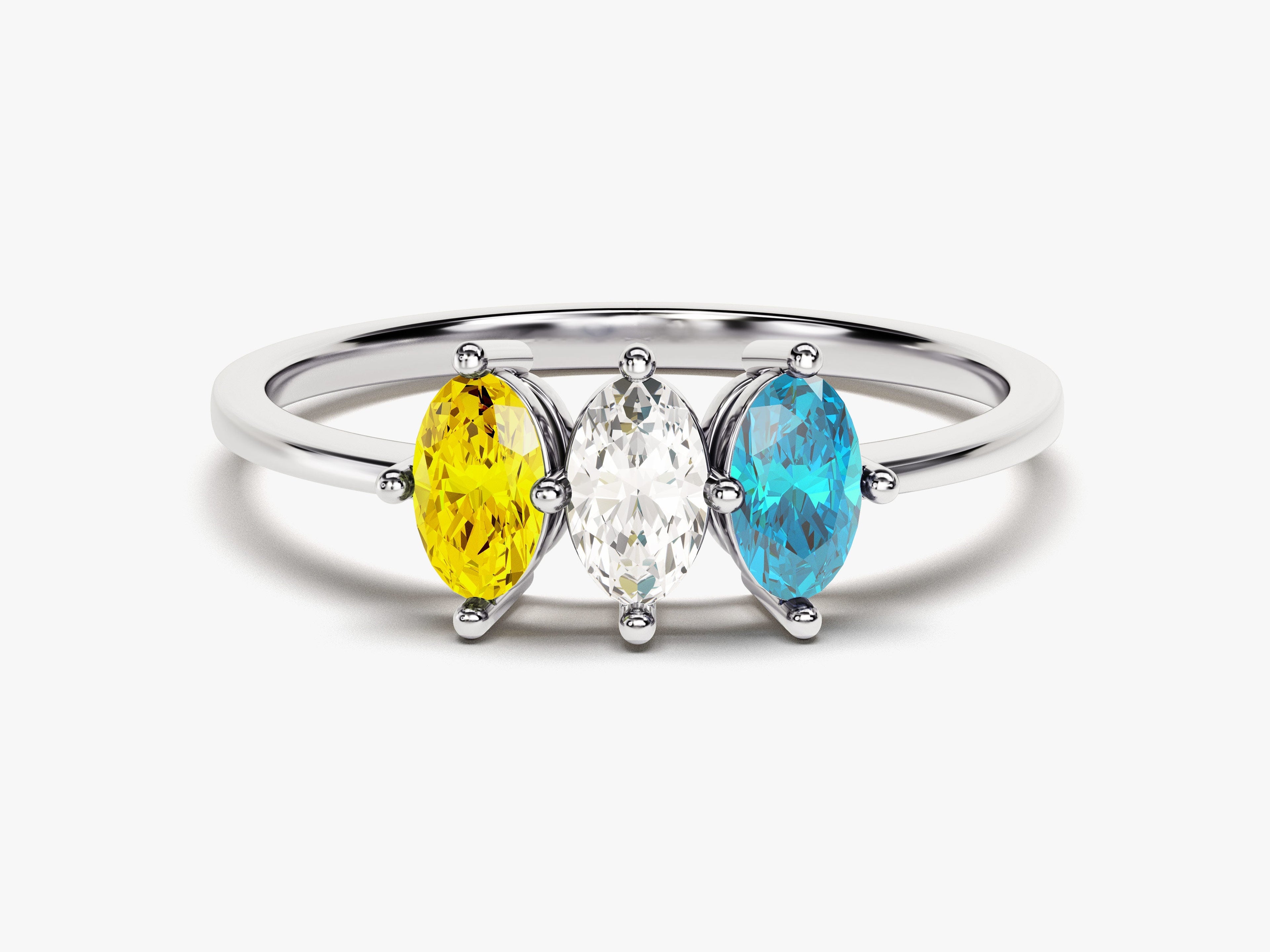 Grandma's Oval Cut Multi-Stone Birthstone Ring in 14k Solid Gold