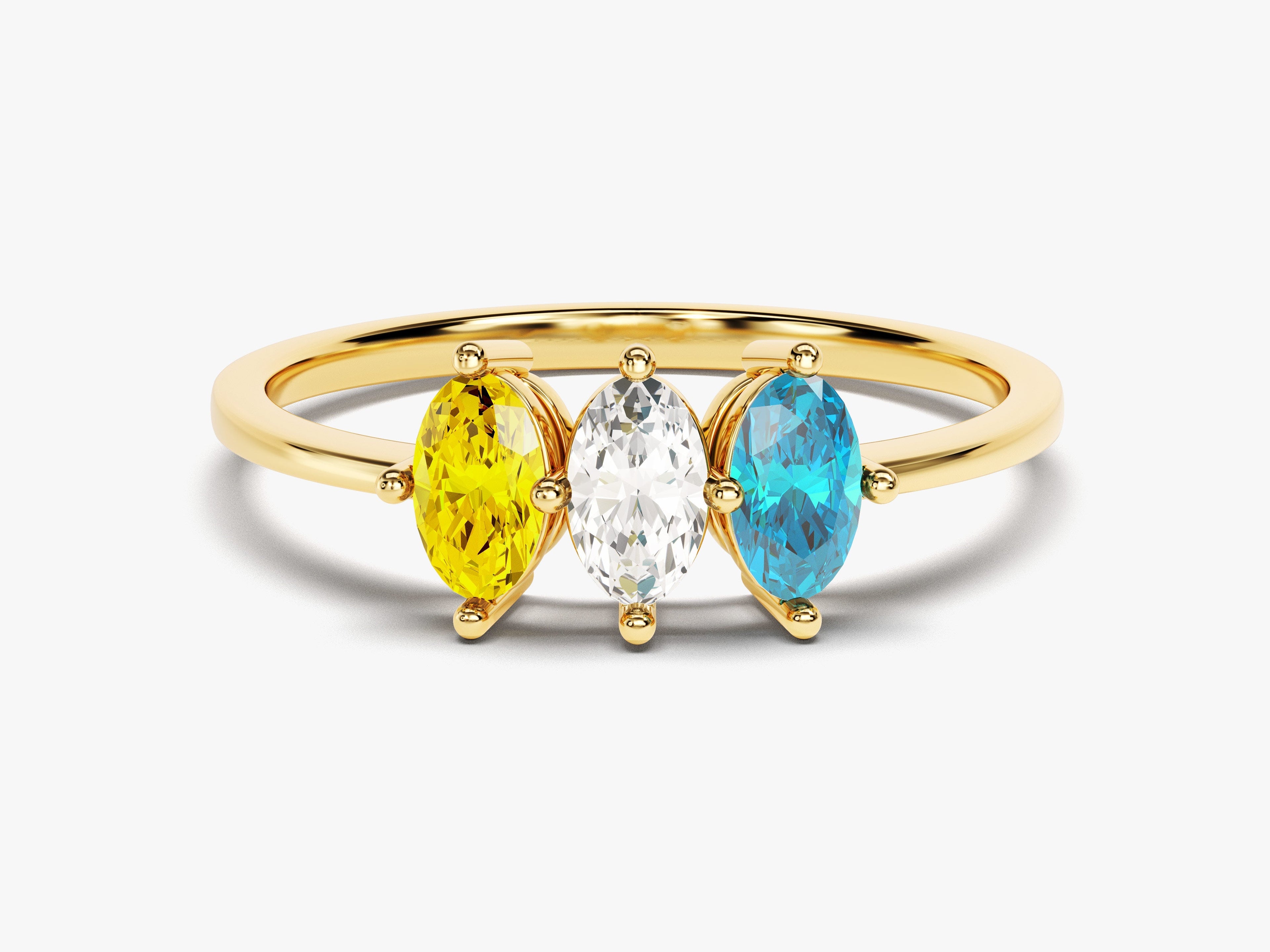Grandma's Oval Cut Multi-Stone Birthstone Ring in 14k Solid Gold