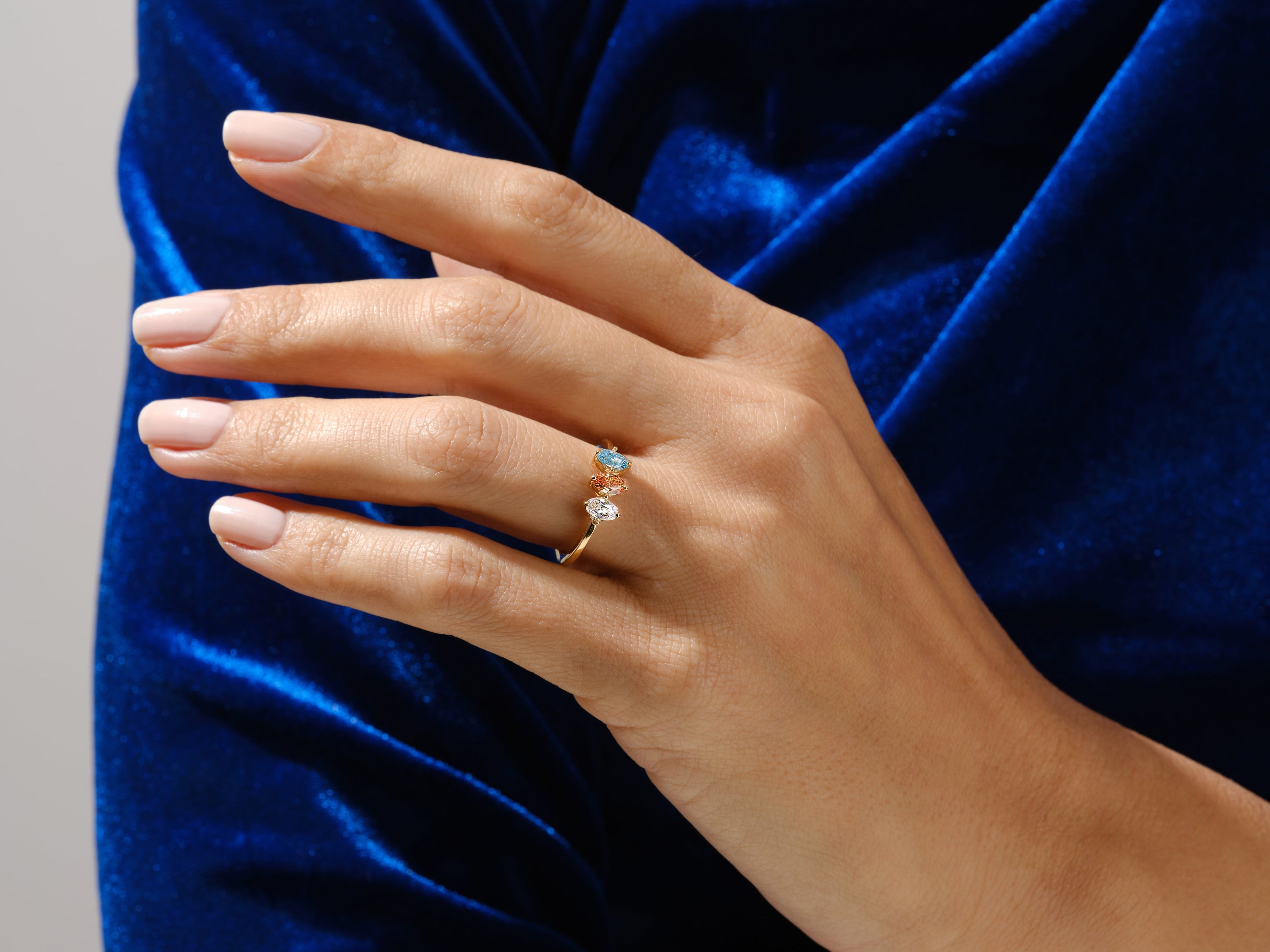 Grandma's Oval Cut Multi-Stone Birthstone Ring in 14k Solid Gold