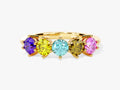 Round Cut Birthstone Mother's Ring in 14k Solid Gold