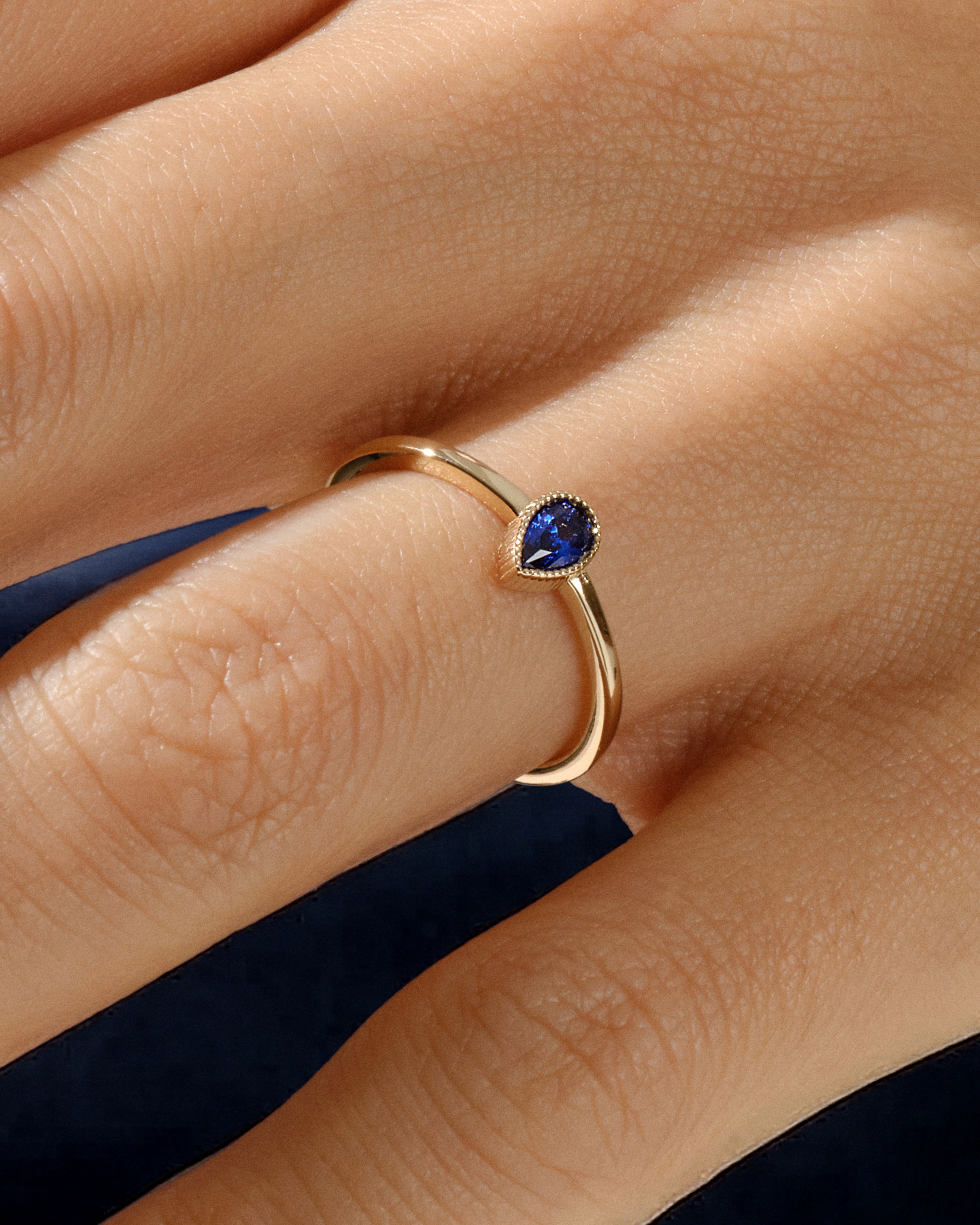 Milgrain Accent Pear-Cut Multi Stone Birthstone Ring