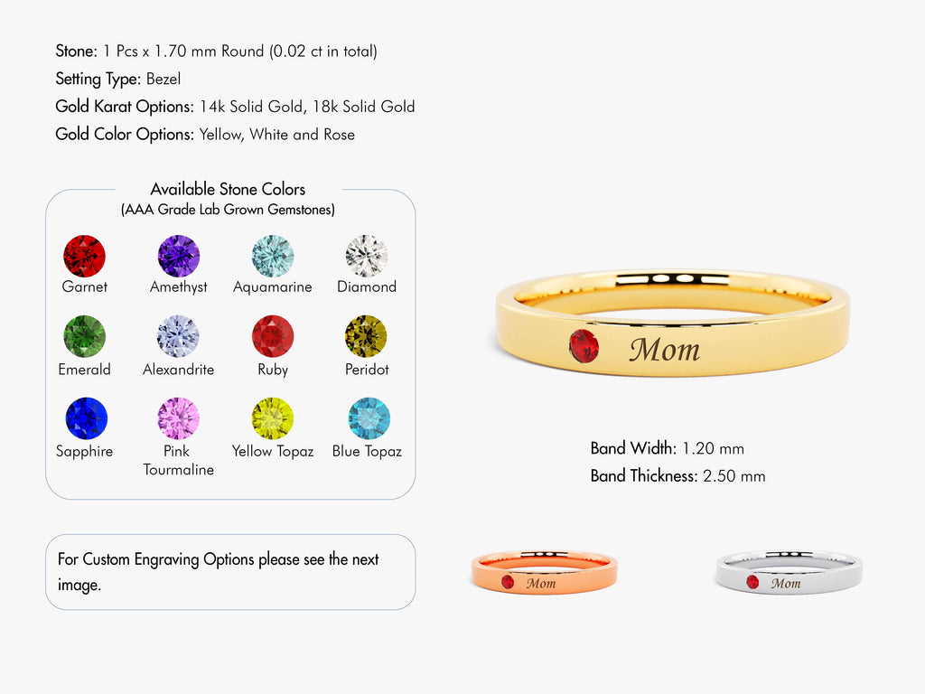 14k Gold Birthstone Mom Ring