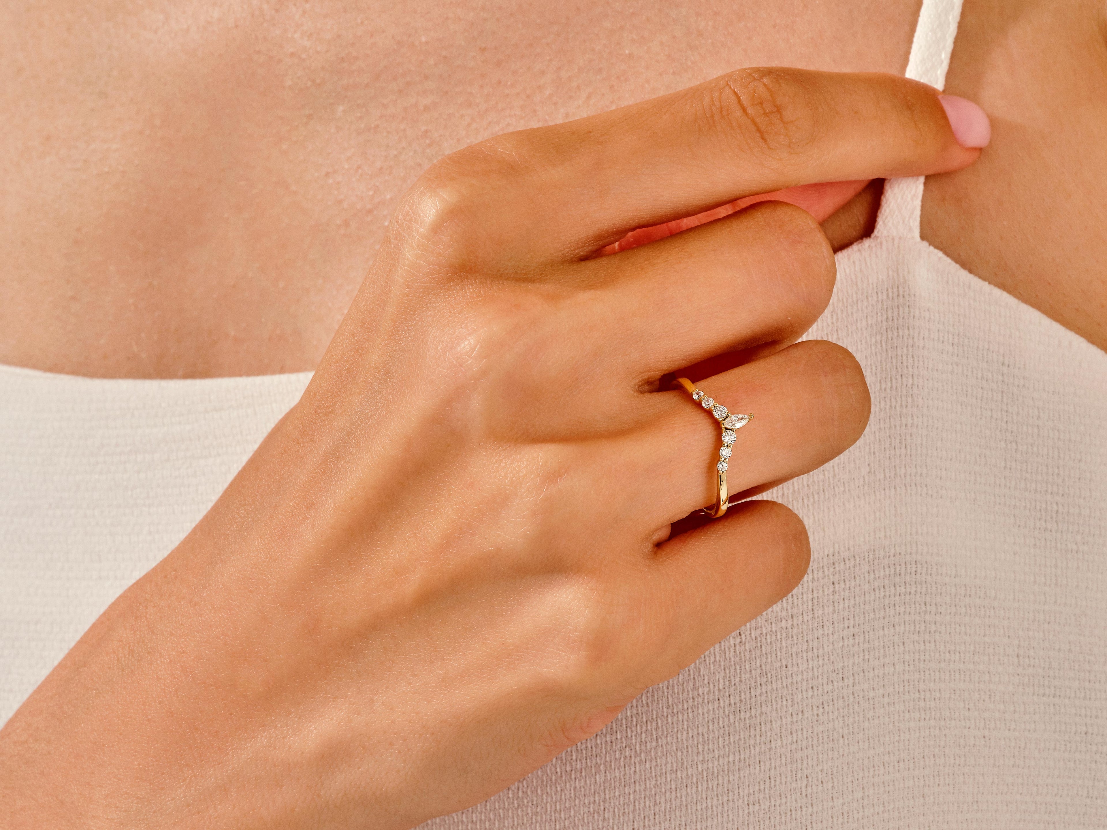 Vintage Marquise Tipped Wedding Band