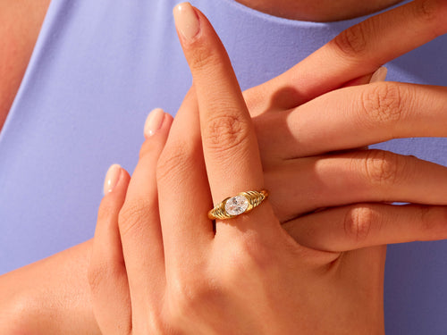 Mother's Bold Birthstone Ring in 14k Solid Gold