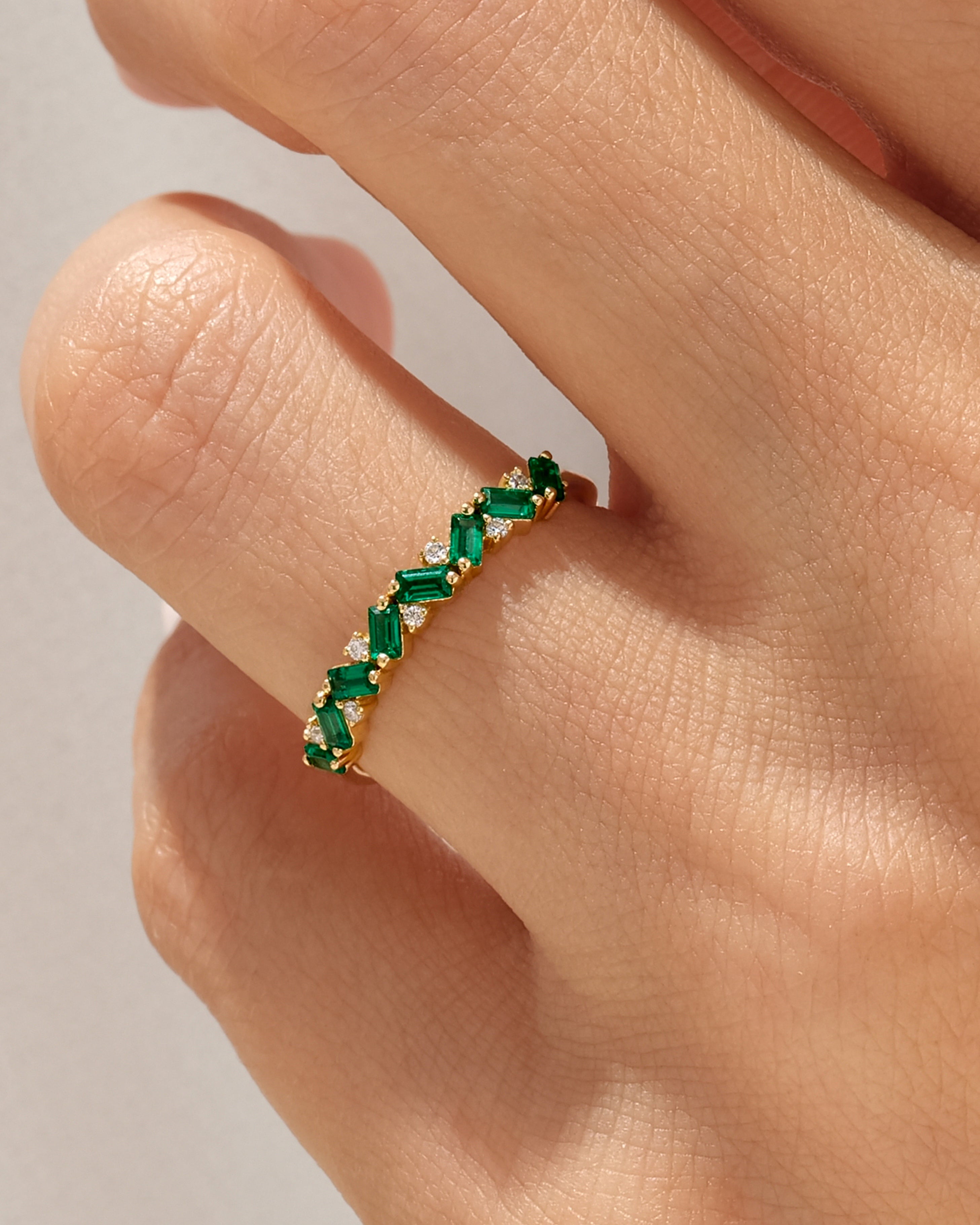 Baguette and Round Cut Birthstone Ring