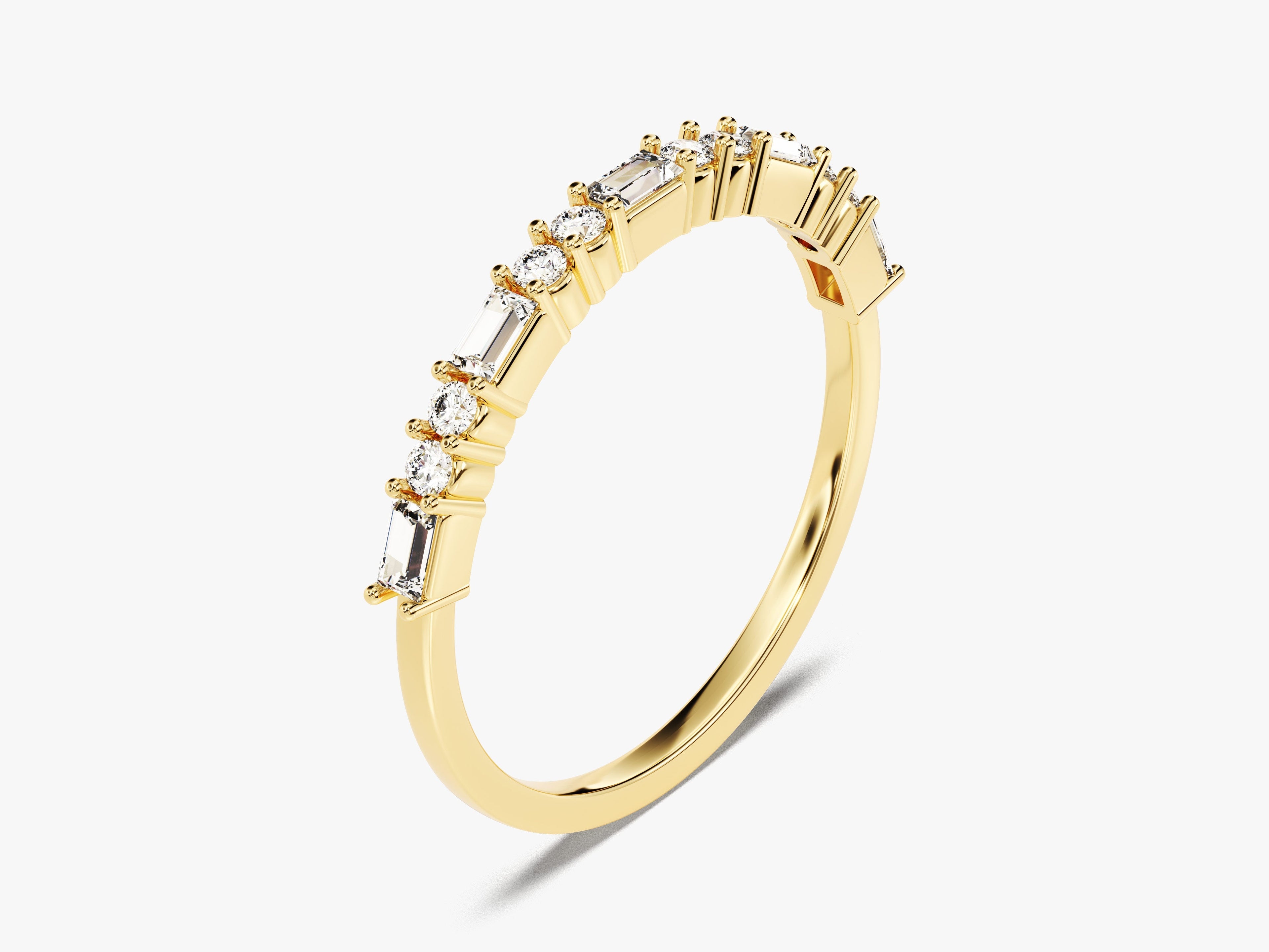 Baguette and Double Round Wedding Band