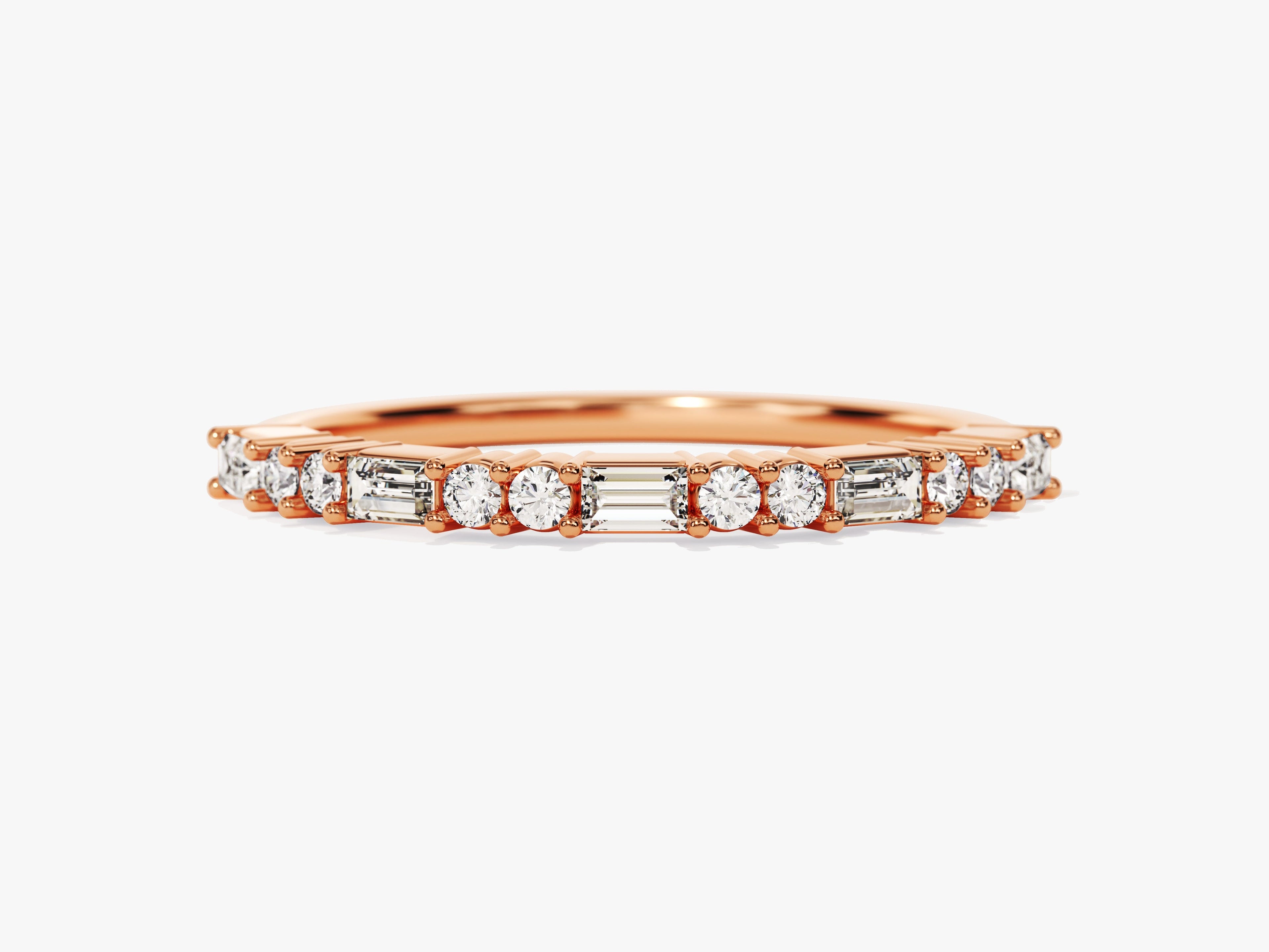 Baguette and Double Round Wedding Band