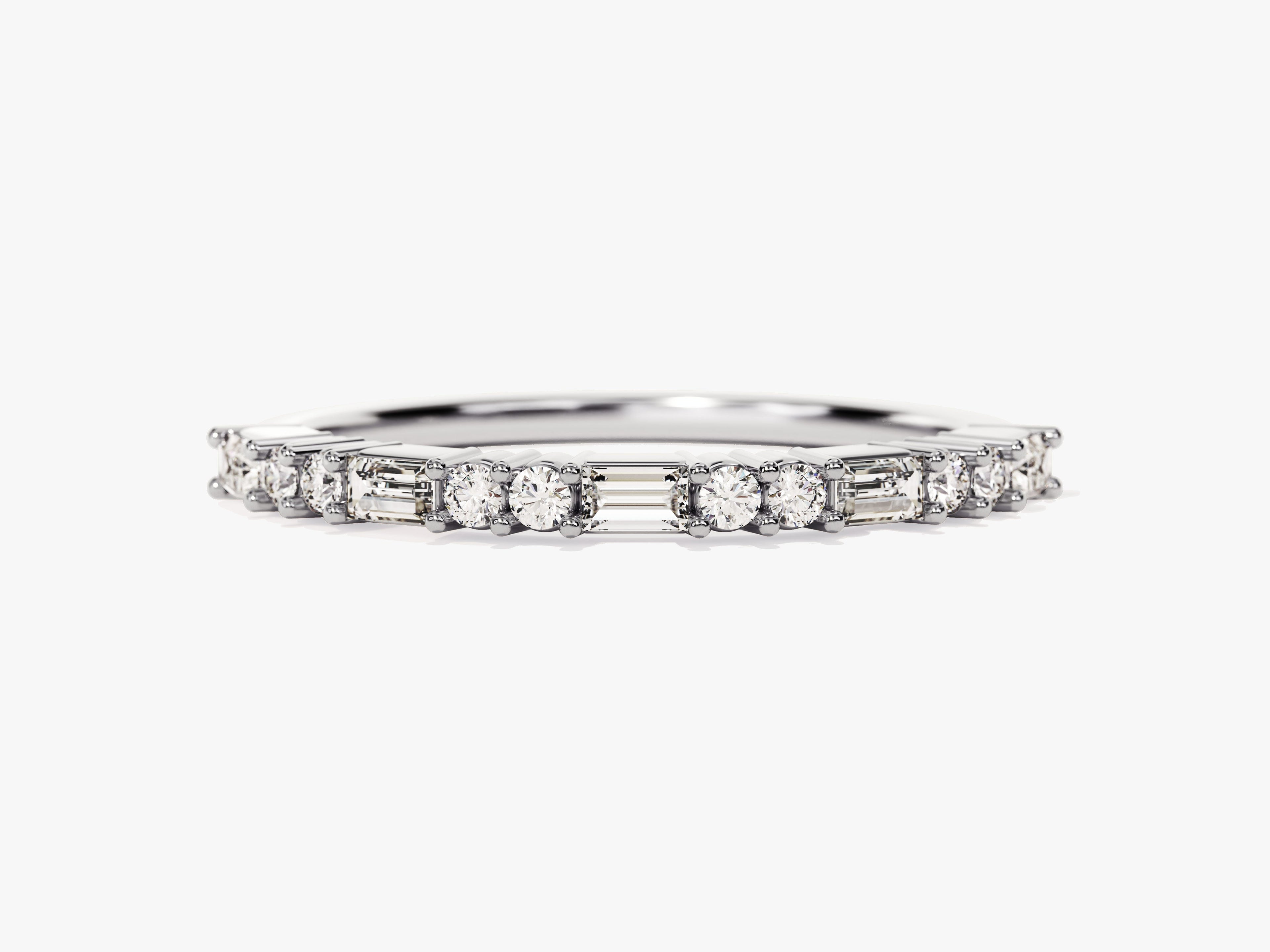 Baguette and Double Round Wedding Band