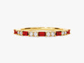 Baguette and Double Round Birthstone Ring