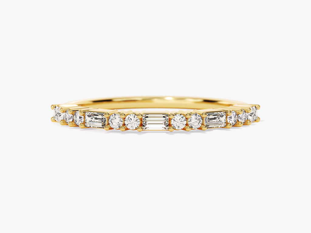 Baguette and Double Round Wedding Band