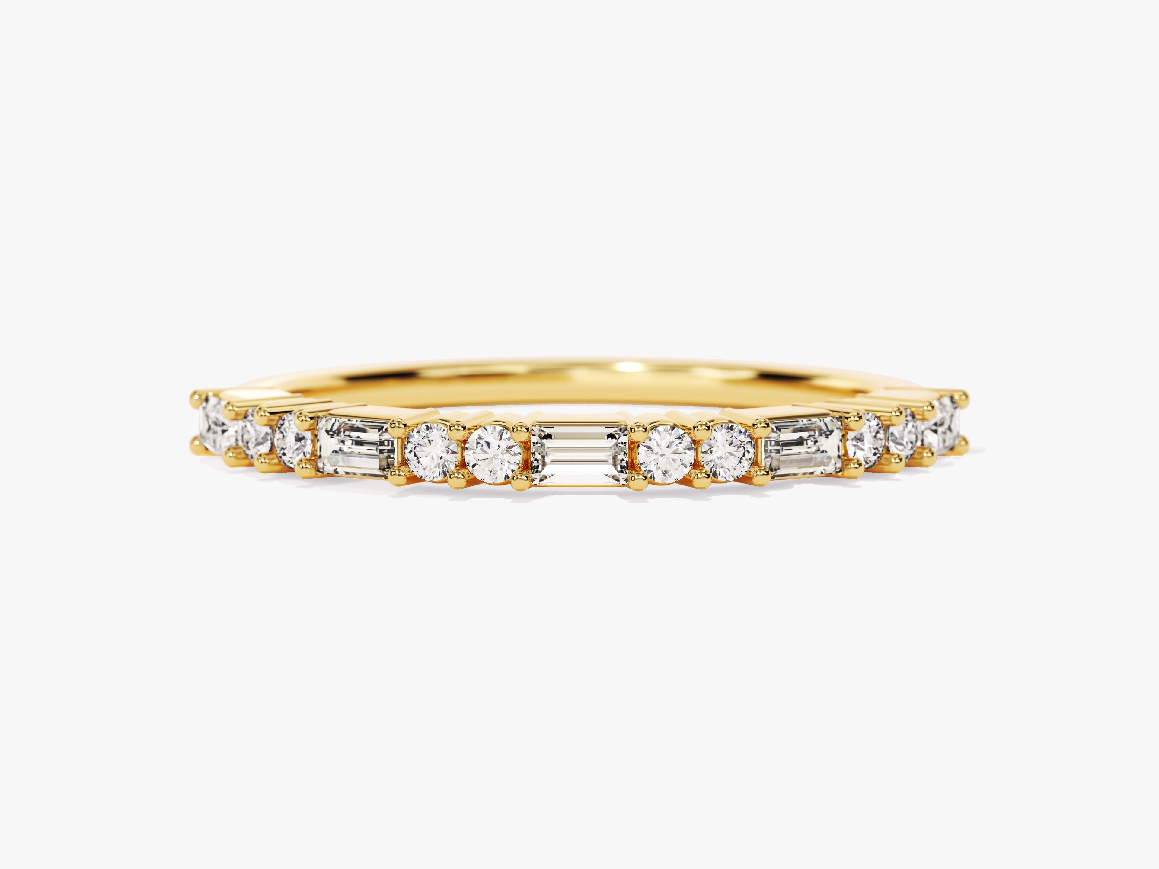 Baguette and Double Round Wedding Band