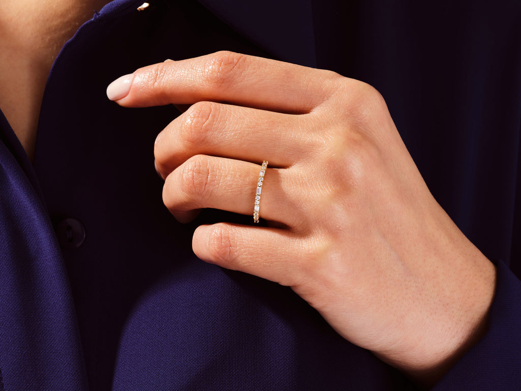 Baguette and Double Round Wedding Band