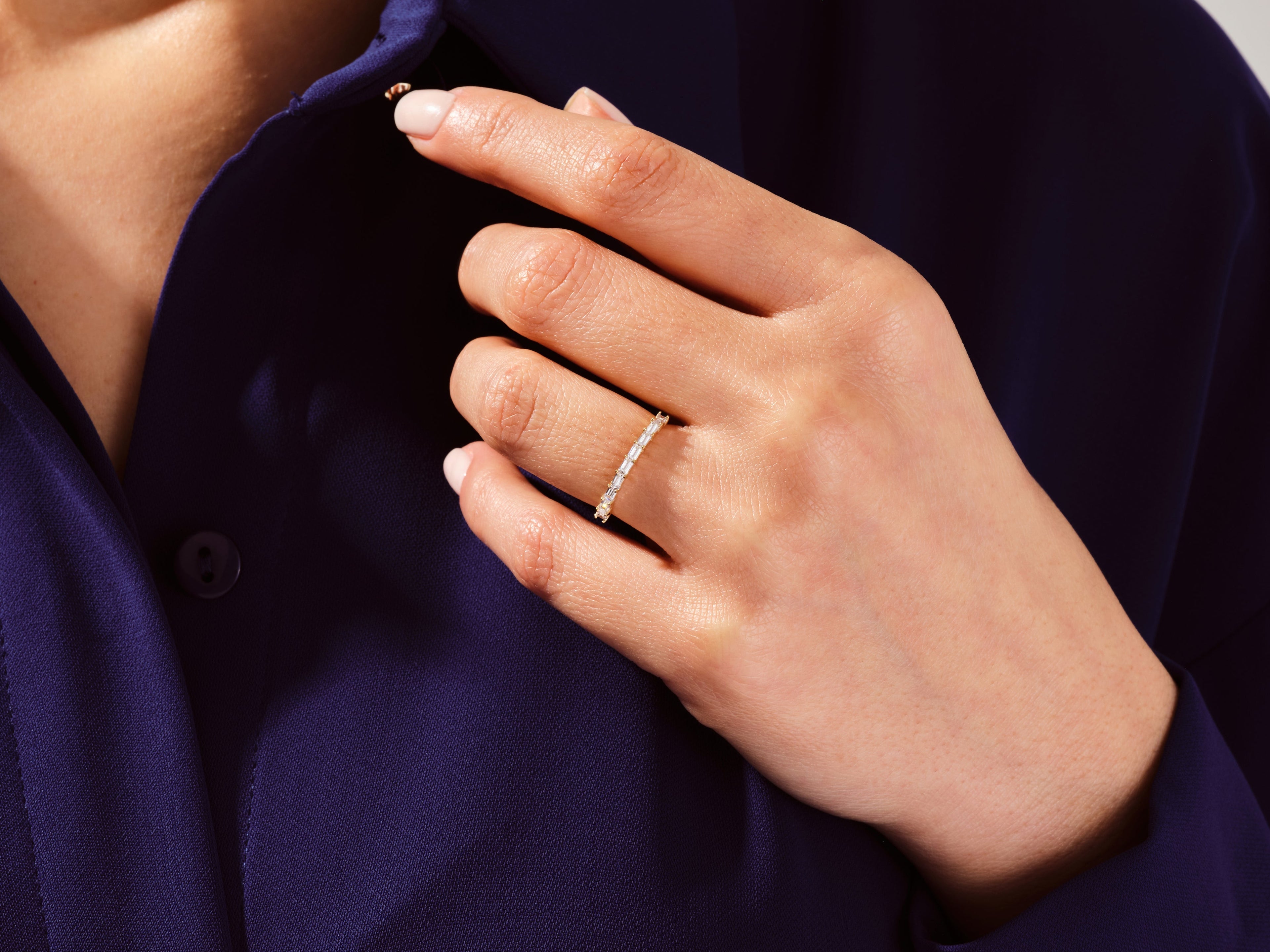 Horizontal Baguette Wedding Band