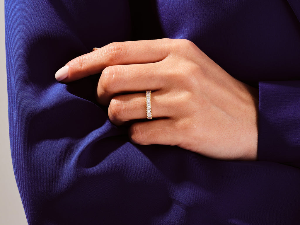 Baguette Cut Half Eternity Wedding Band