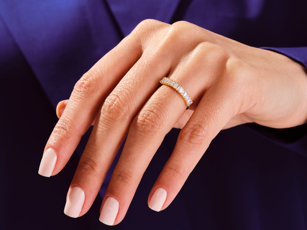 Baguette Cut Half Eternity Wedding Band