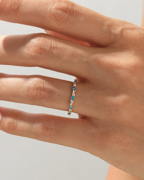 Marquise and Double Round Cut Birthstone Ring