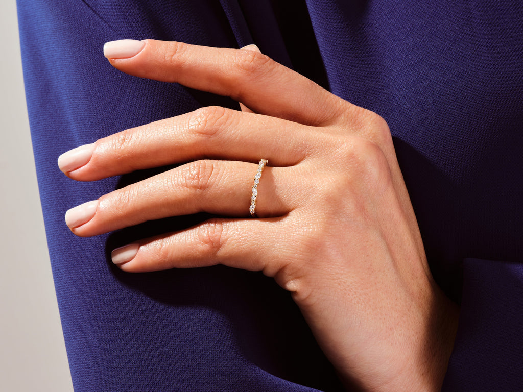 Marquise and Double Round Half Eternity Wedding Band