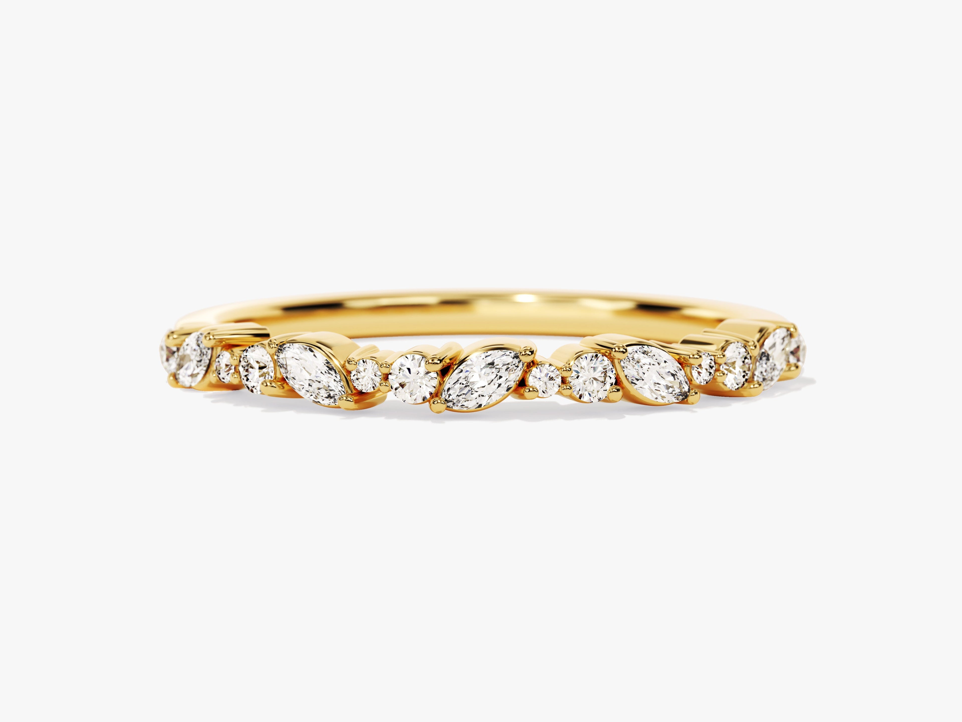 Marquise and Double Round Half Eternity Wedding Band