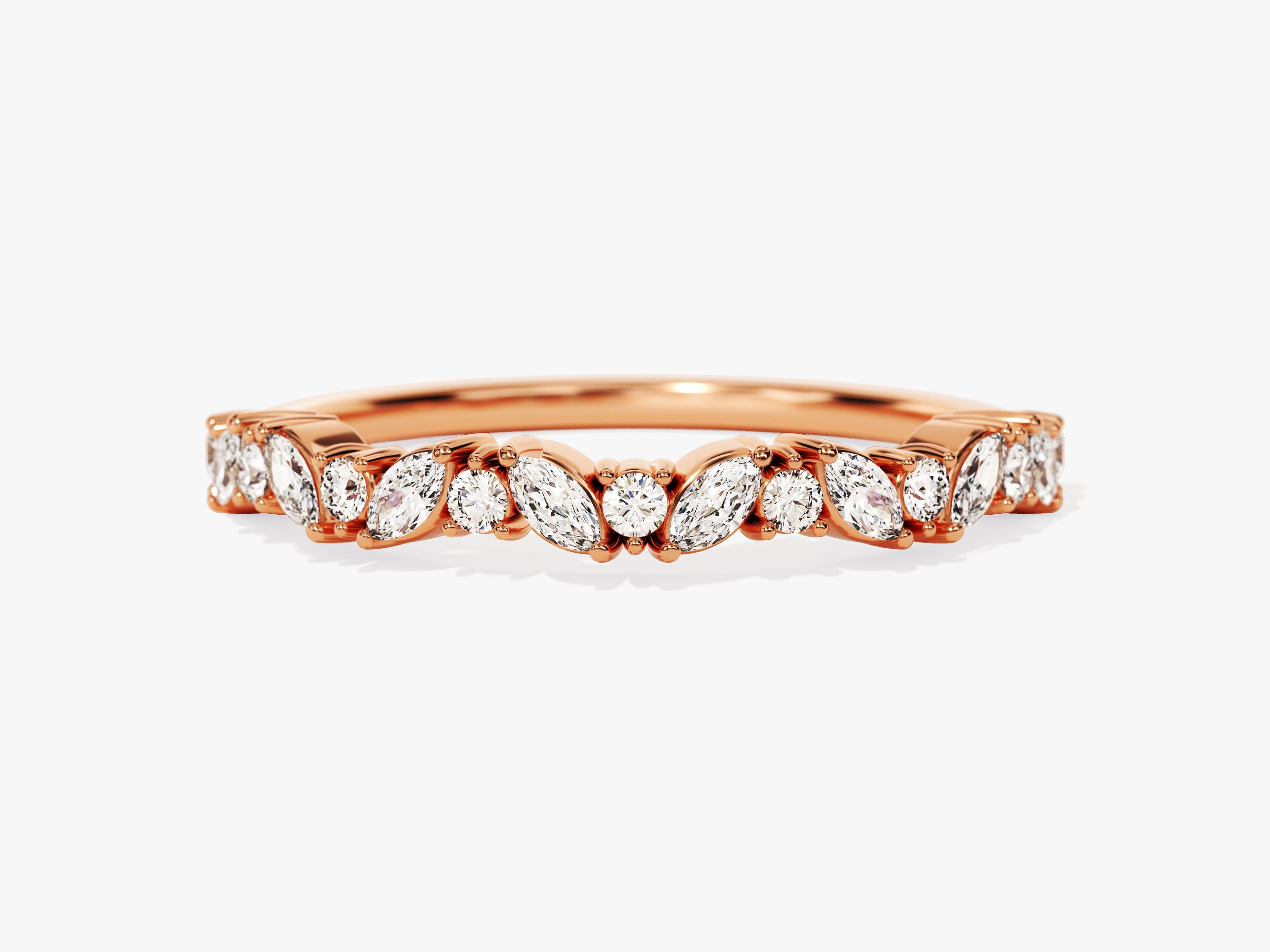 Marquise and Round Bold Wedding Band