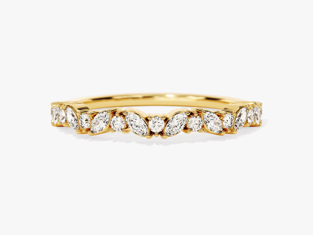Marquise and Round Bold Wedding Band