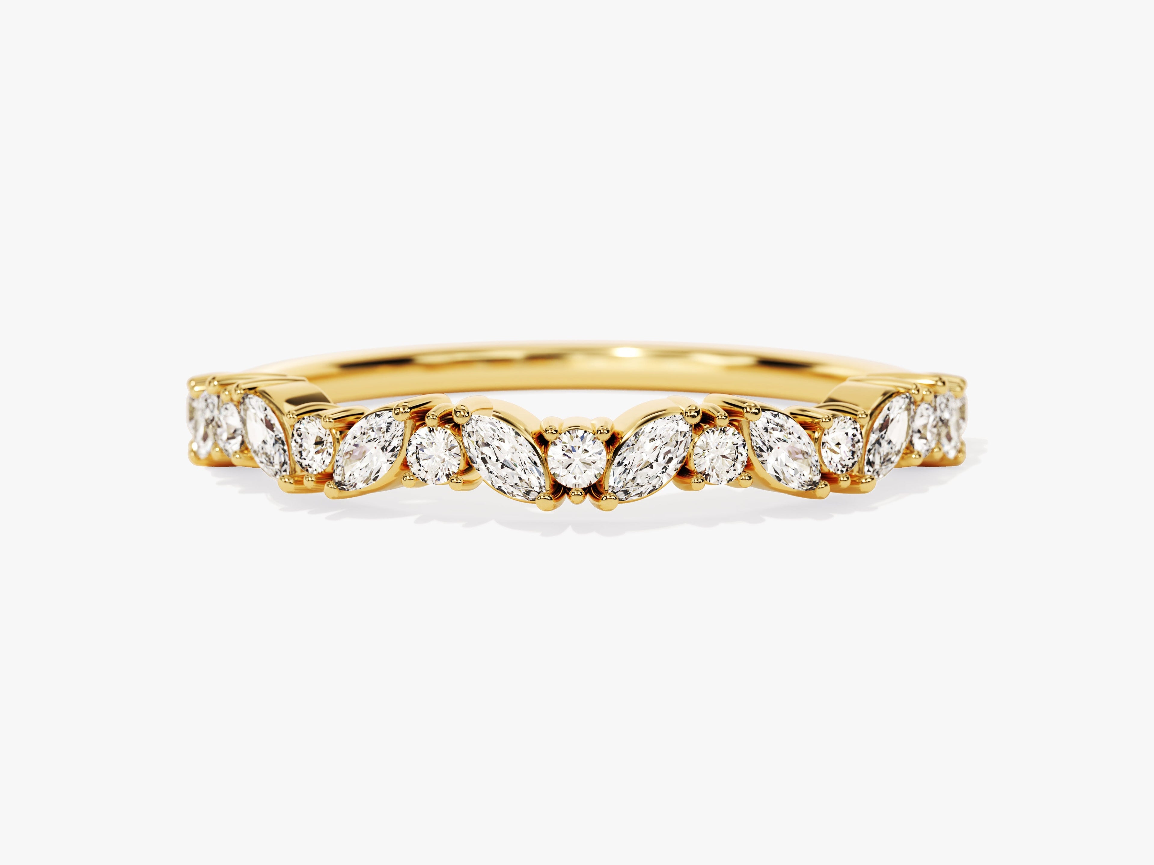 Marquise and Round Bold Wedding Band