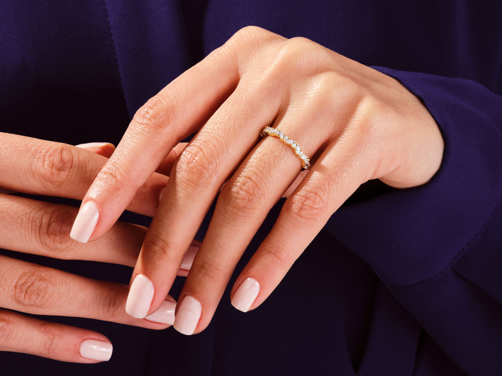 Marquise and Round Bold Wedding Band