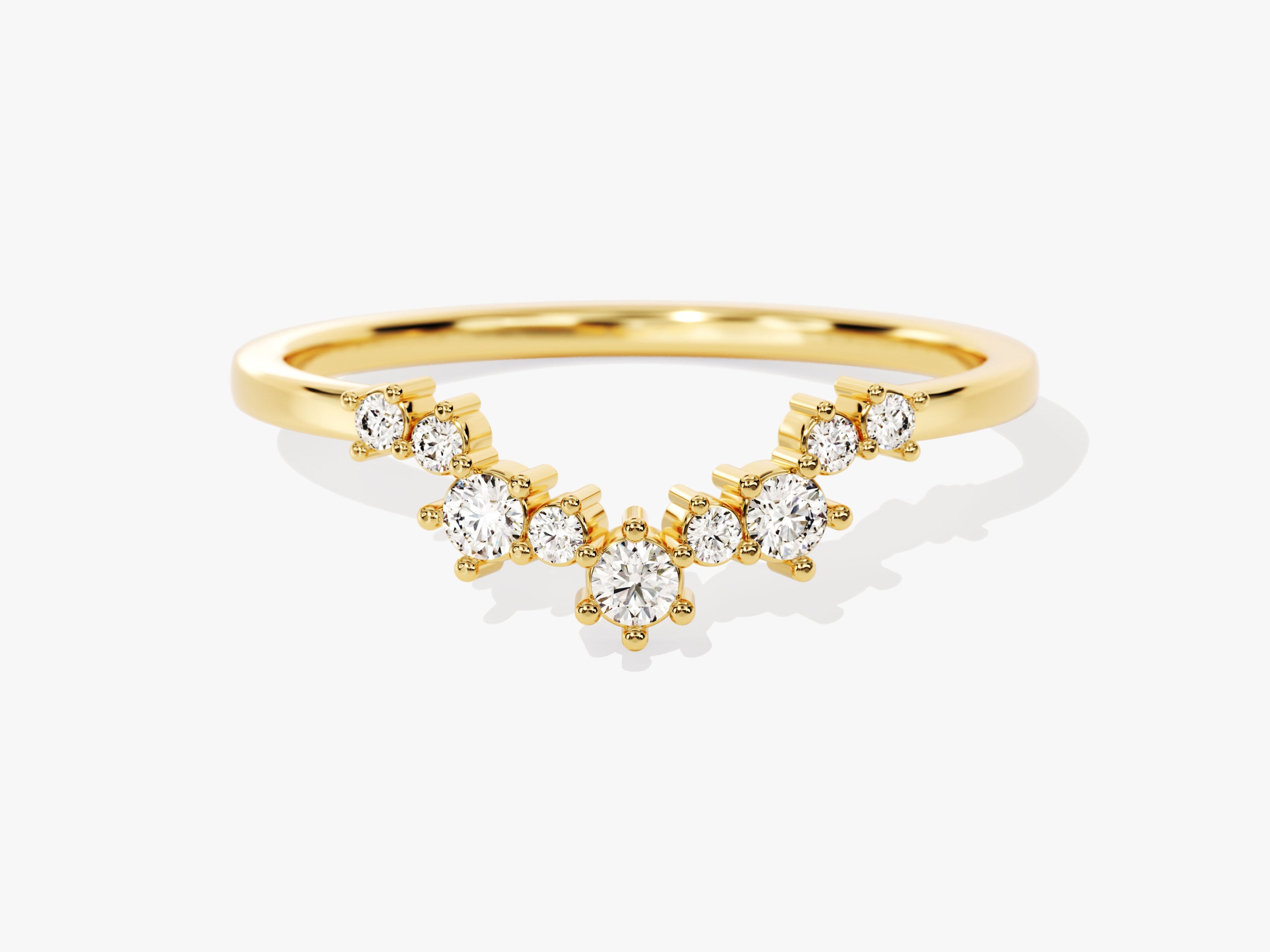 Curved Cluster Wedding Band