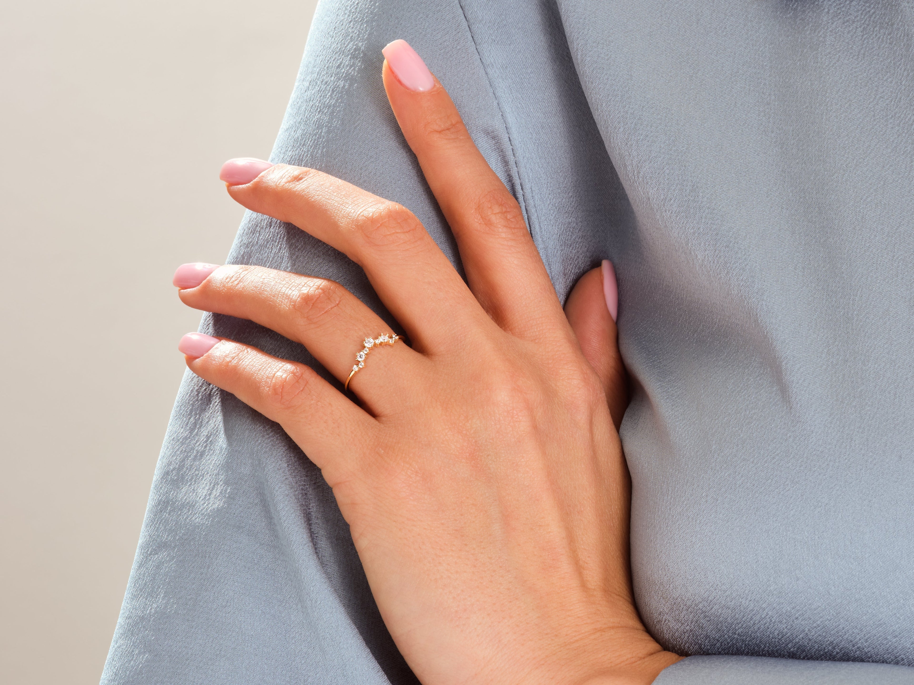 Curved Cluster Wedding Band