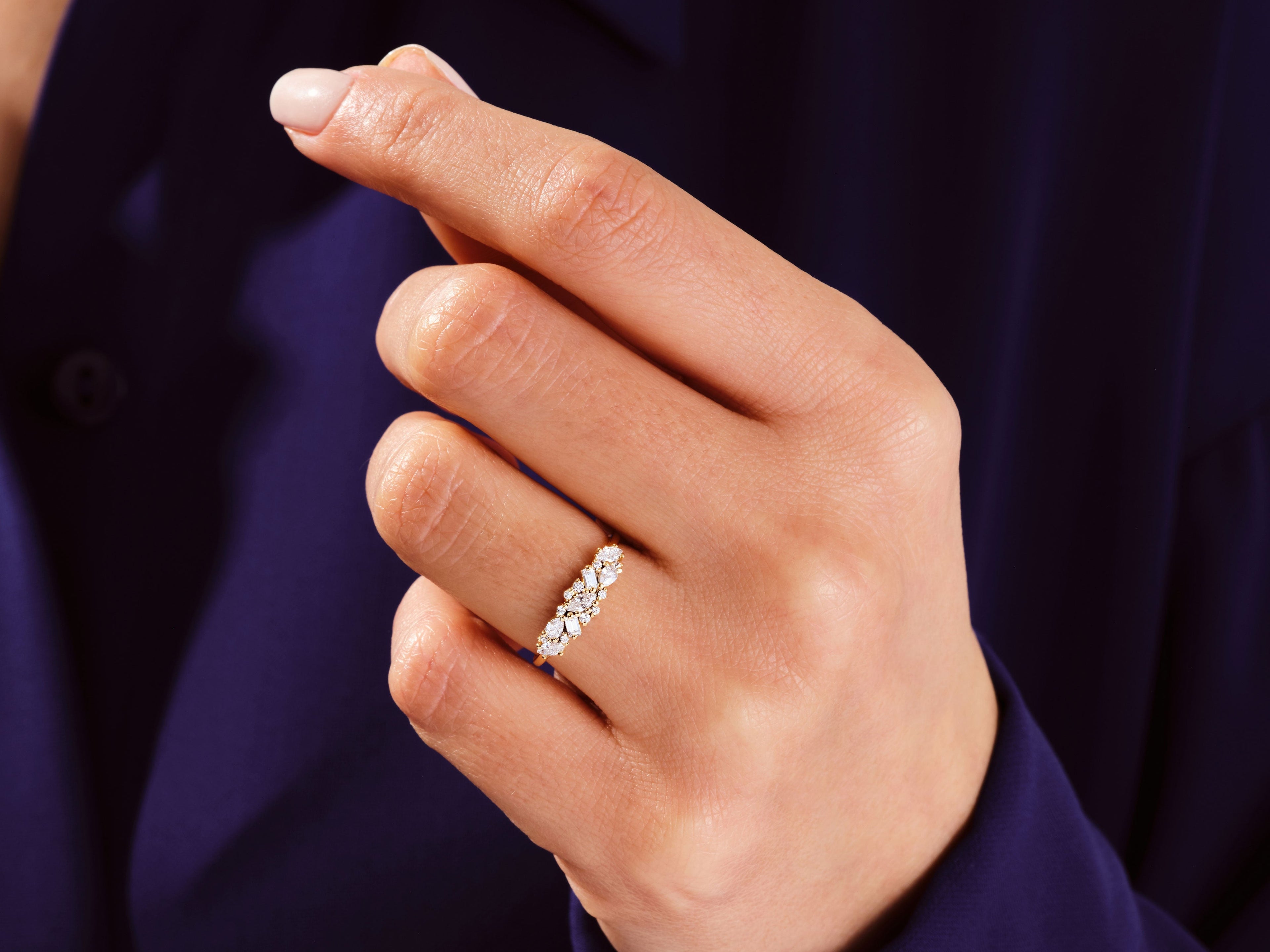 Vintage Bold Cluster Wedding Band