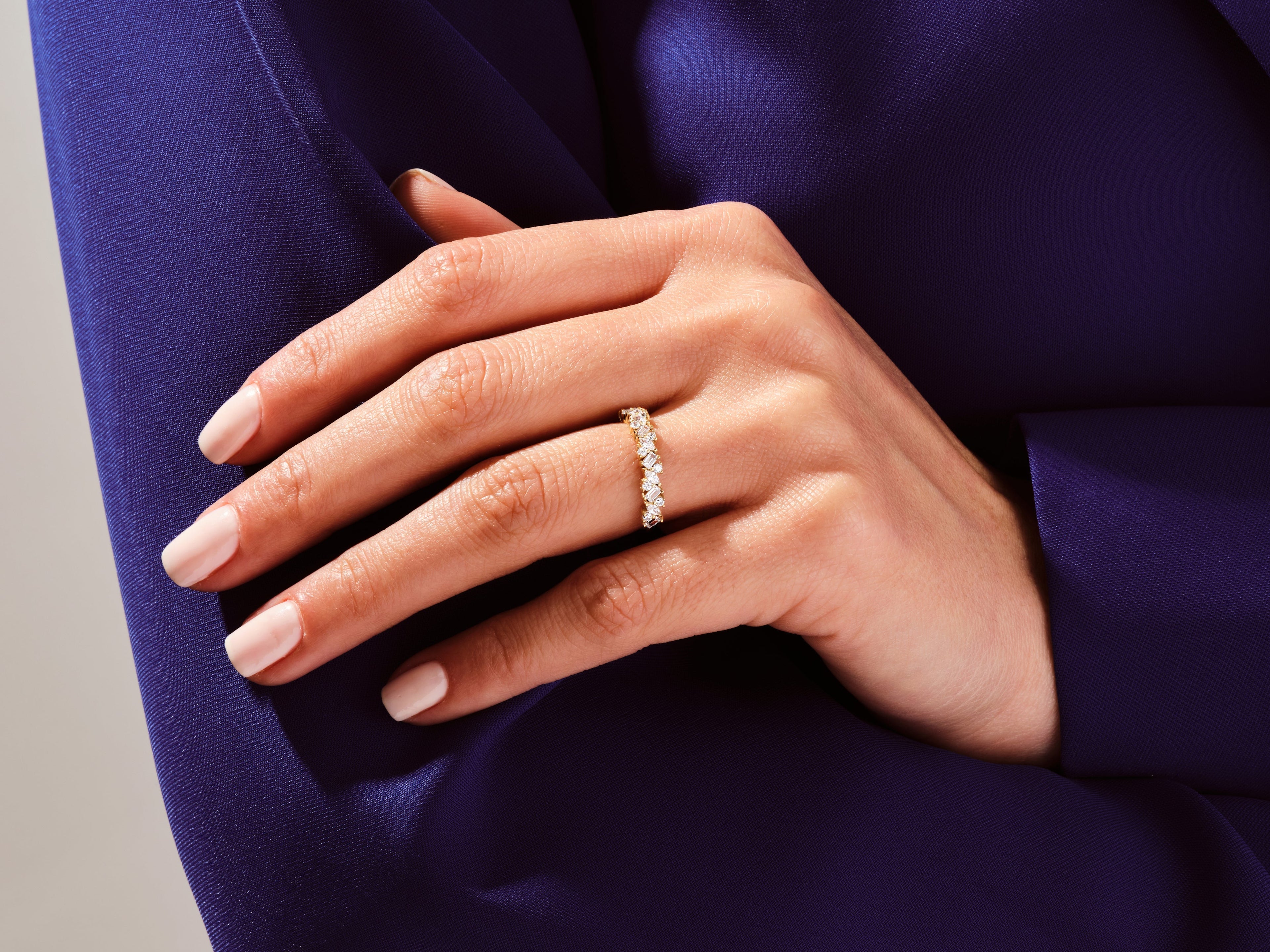 Multi-Cut Cluster Wedding Band