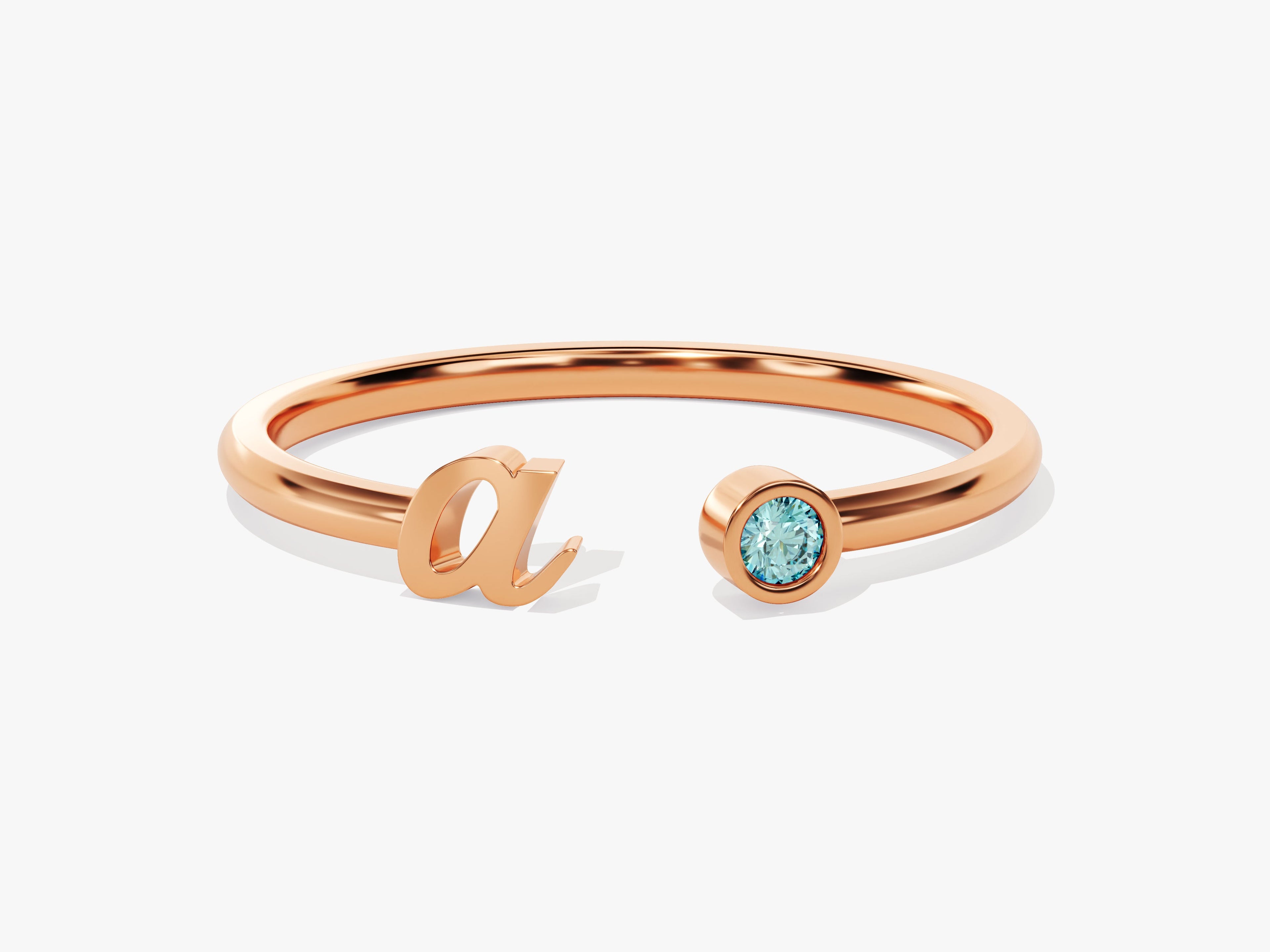 Initial Letter Open Birthstone Ring
