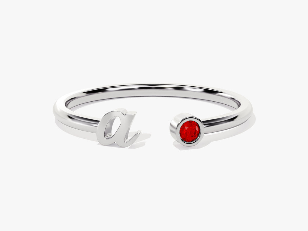 Initial Letter Open Birthstone Ring
