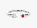 Initial Letter Open Birthstone Ring