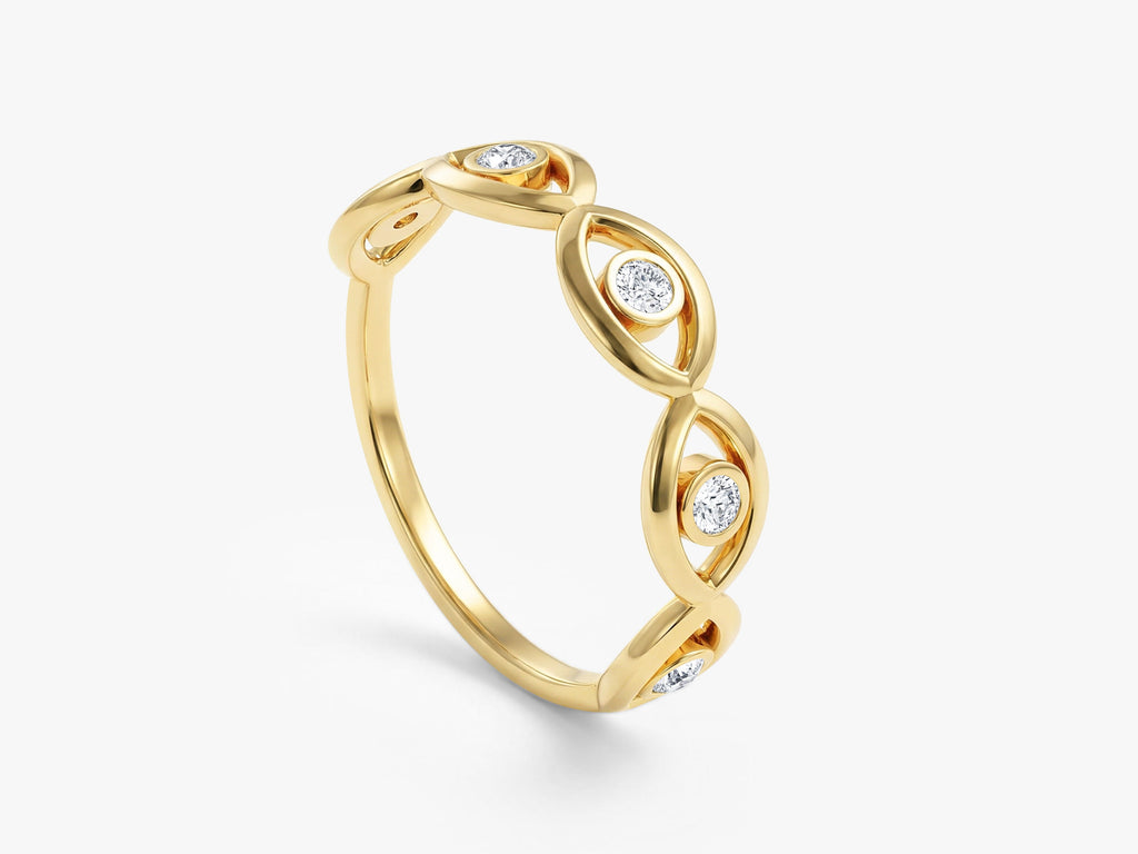 Half Eternity Evil Eye Ring