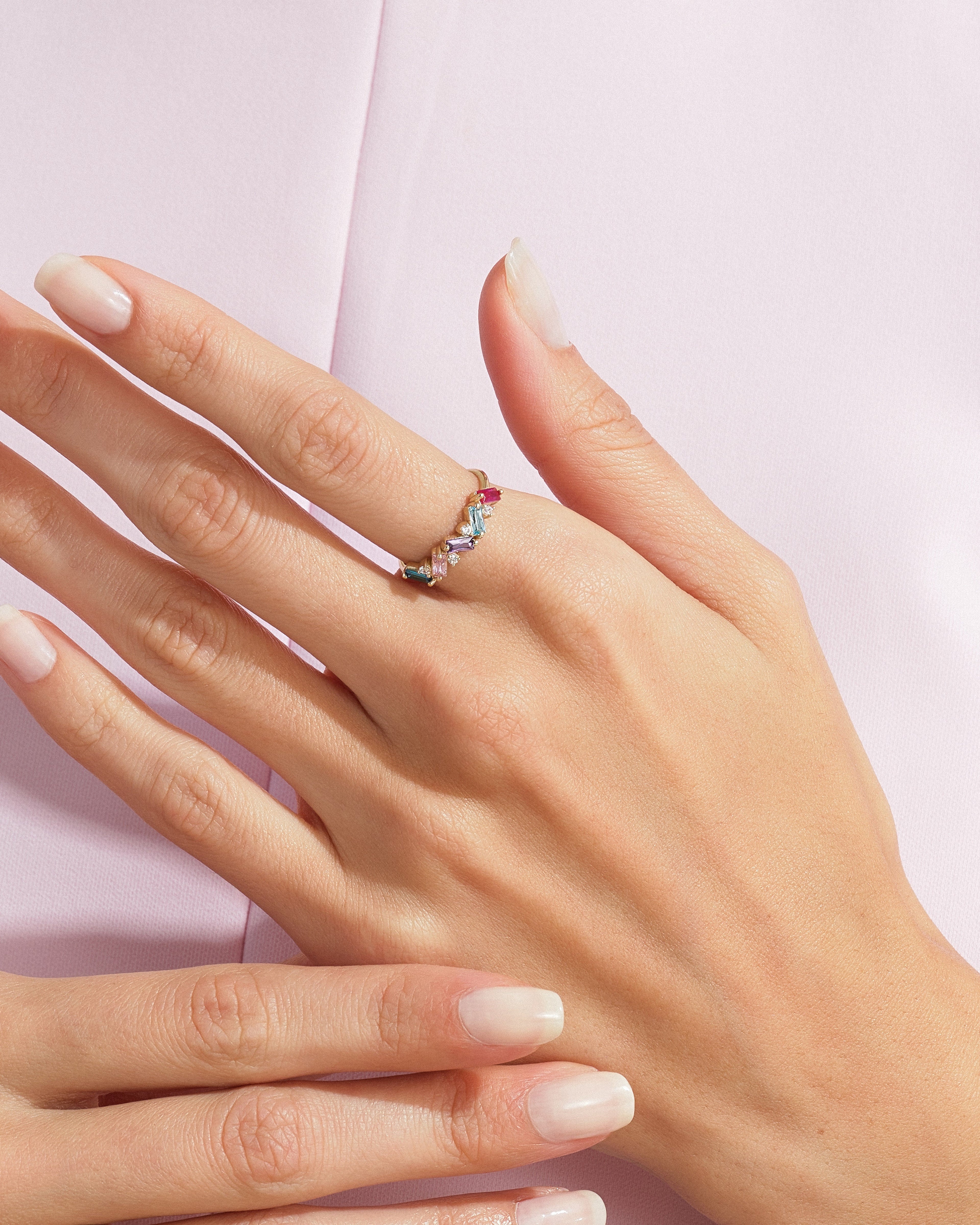 Baguette Family Birthstone Ring