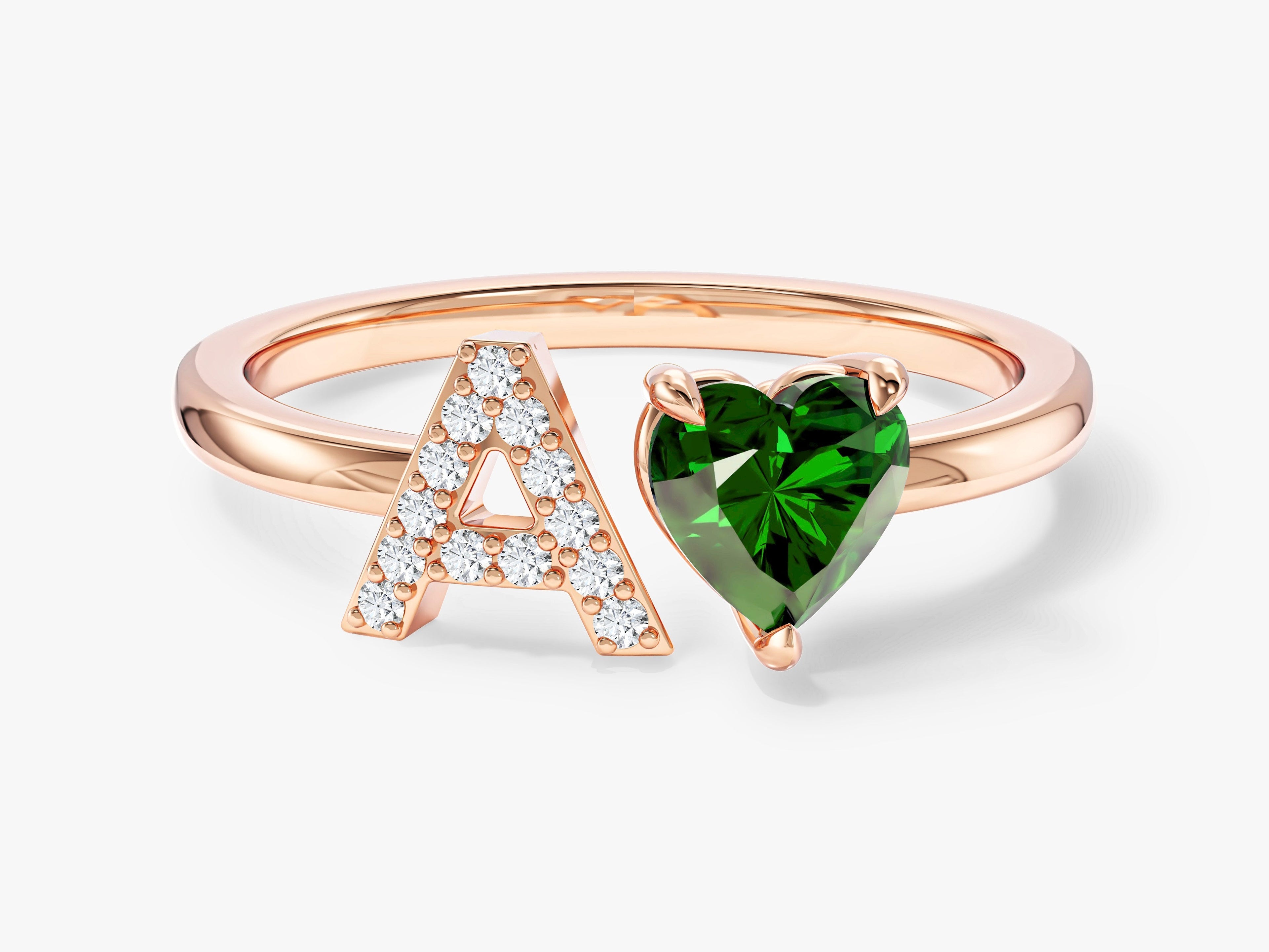 Letter Heart Birthstone Ring