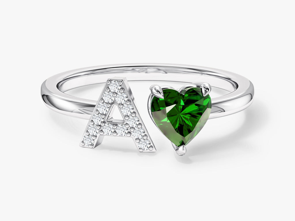 Letter Heart Birthstone Ring