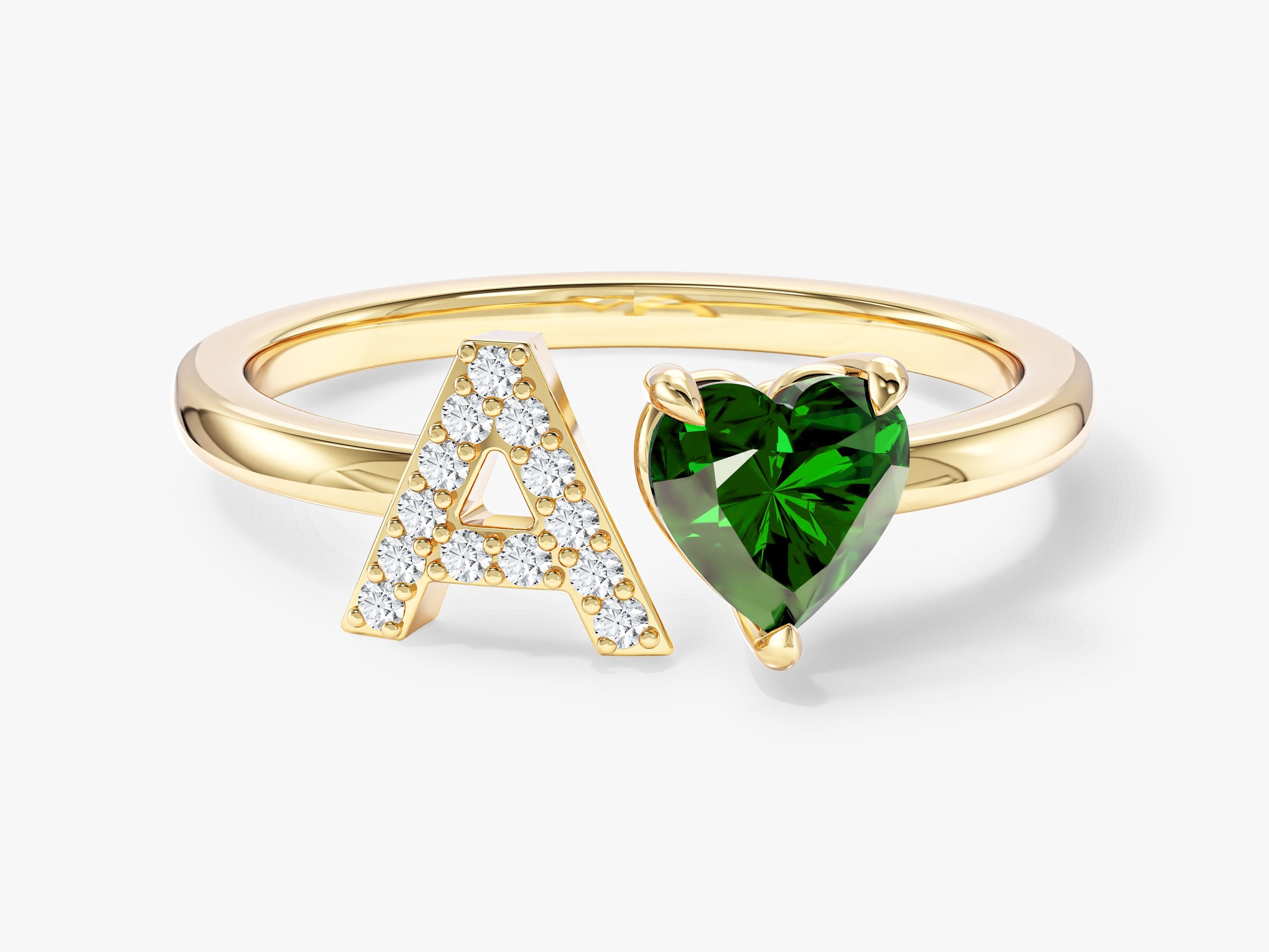 Letter Heart Birthstone Ring