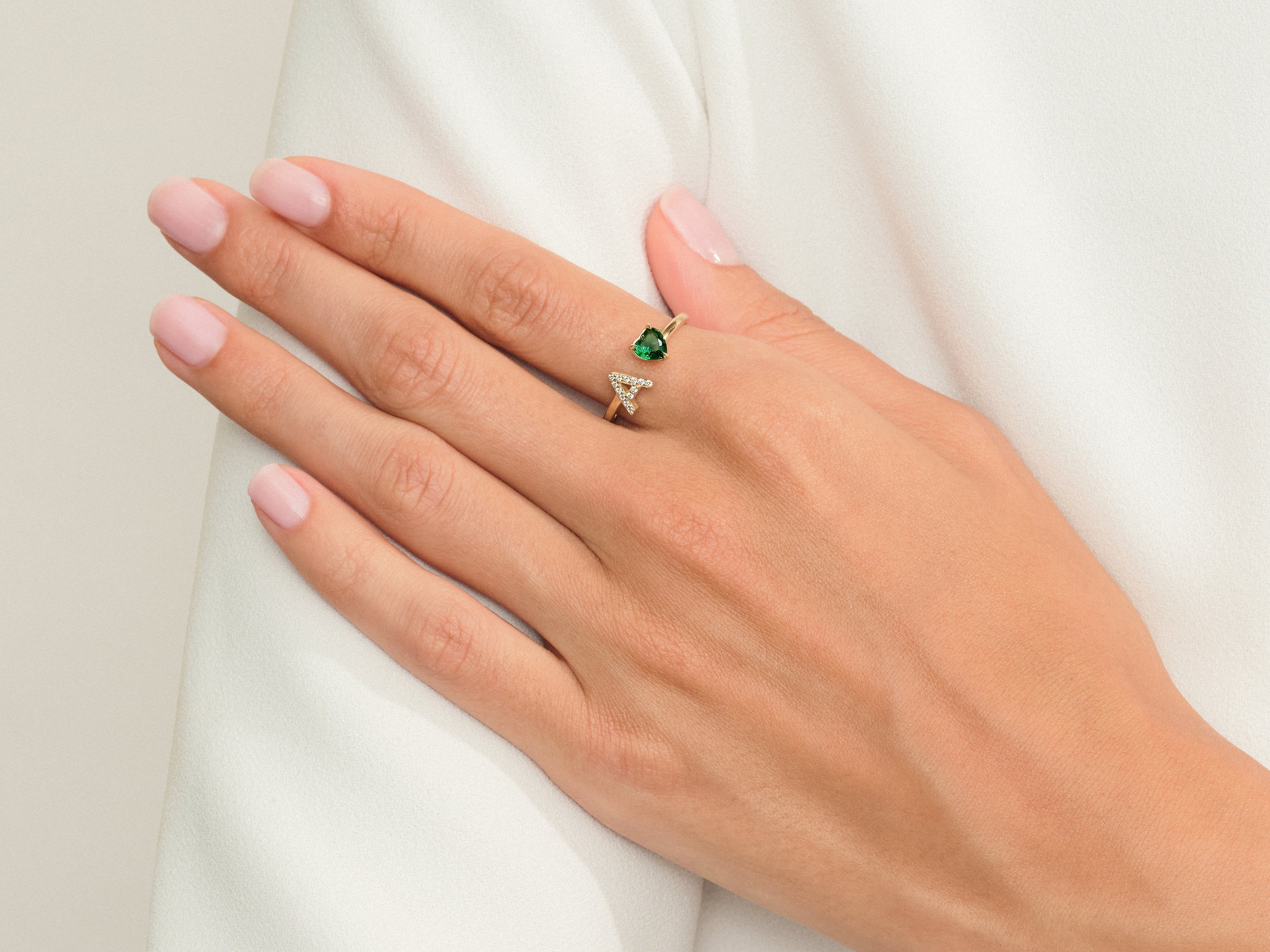 Initial Heart Birthstone Ring