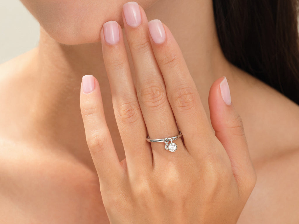 Initial Charm Birthstone Ring