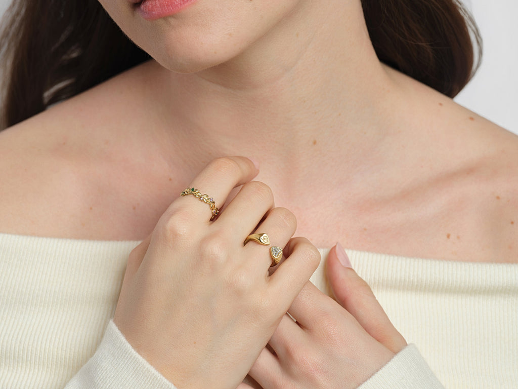 Heart Pave Set Open Ring