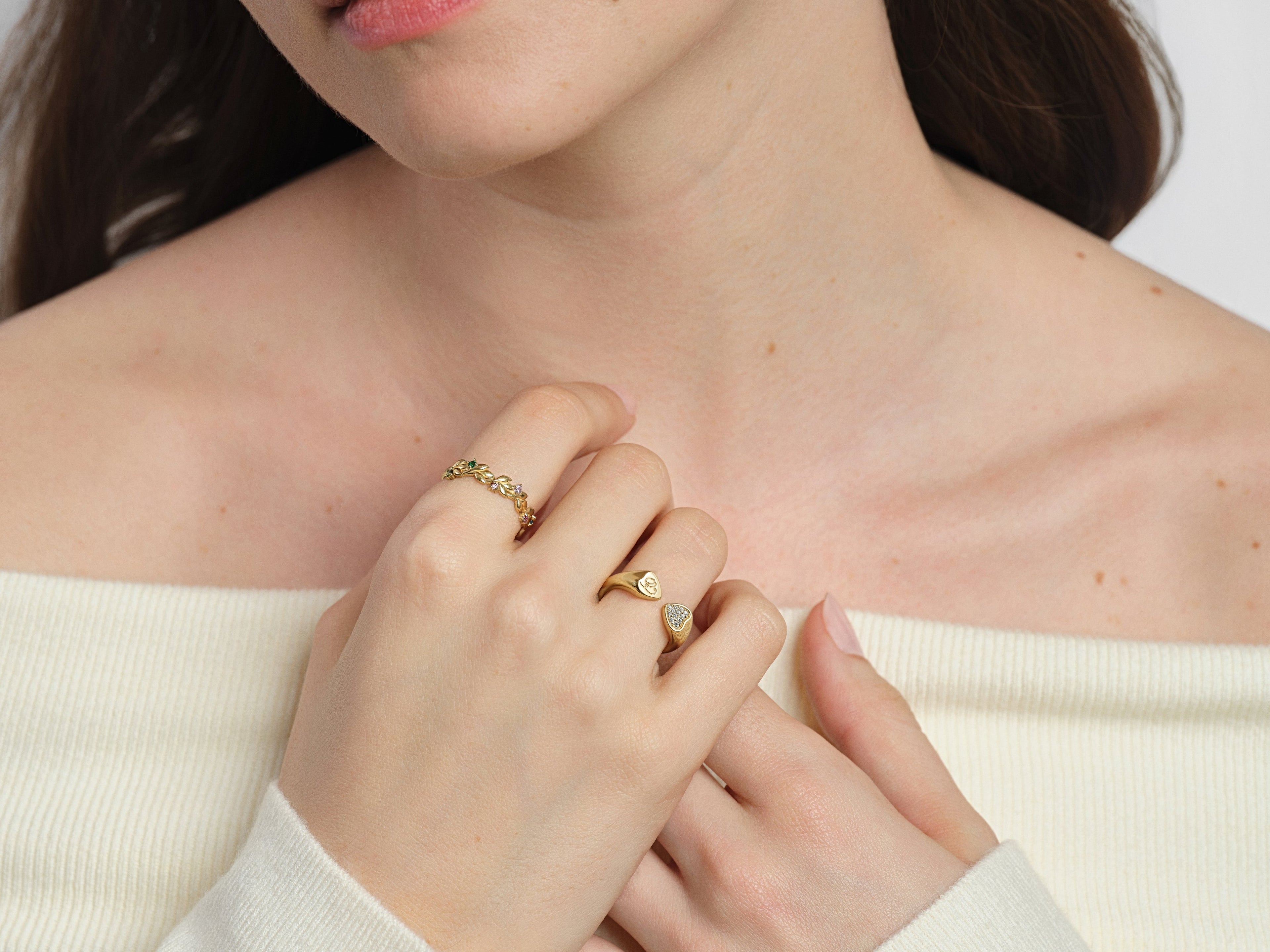 Heart Pave Set Open Ring