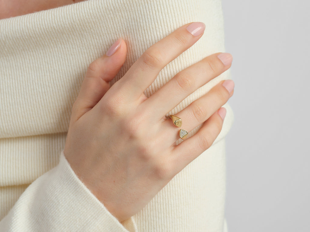 Heart Pave Set Open Ring