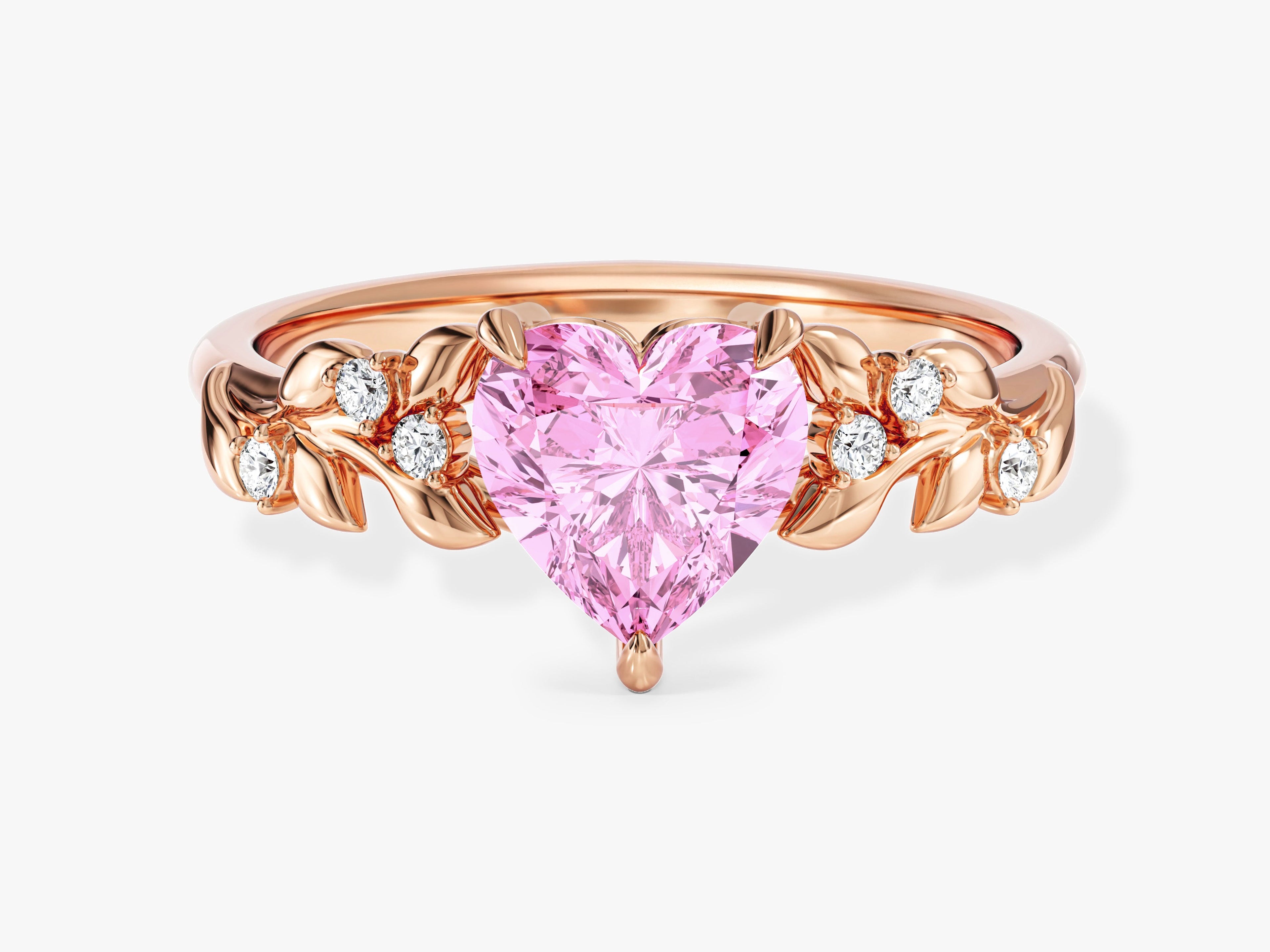 Nature Inspired Heart Birthstone Ring