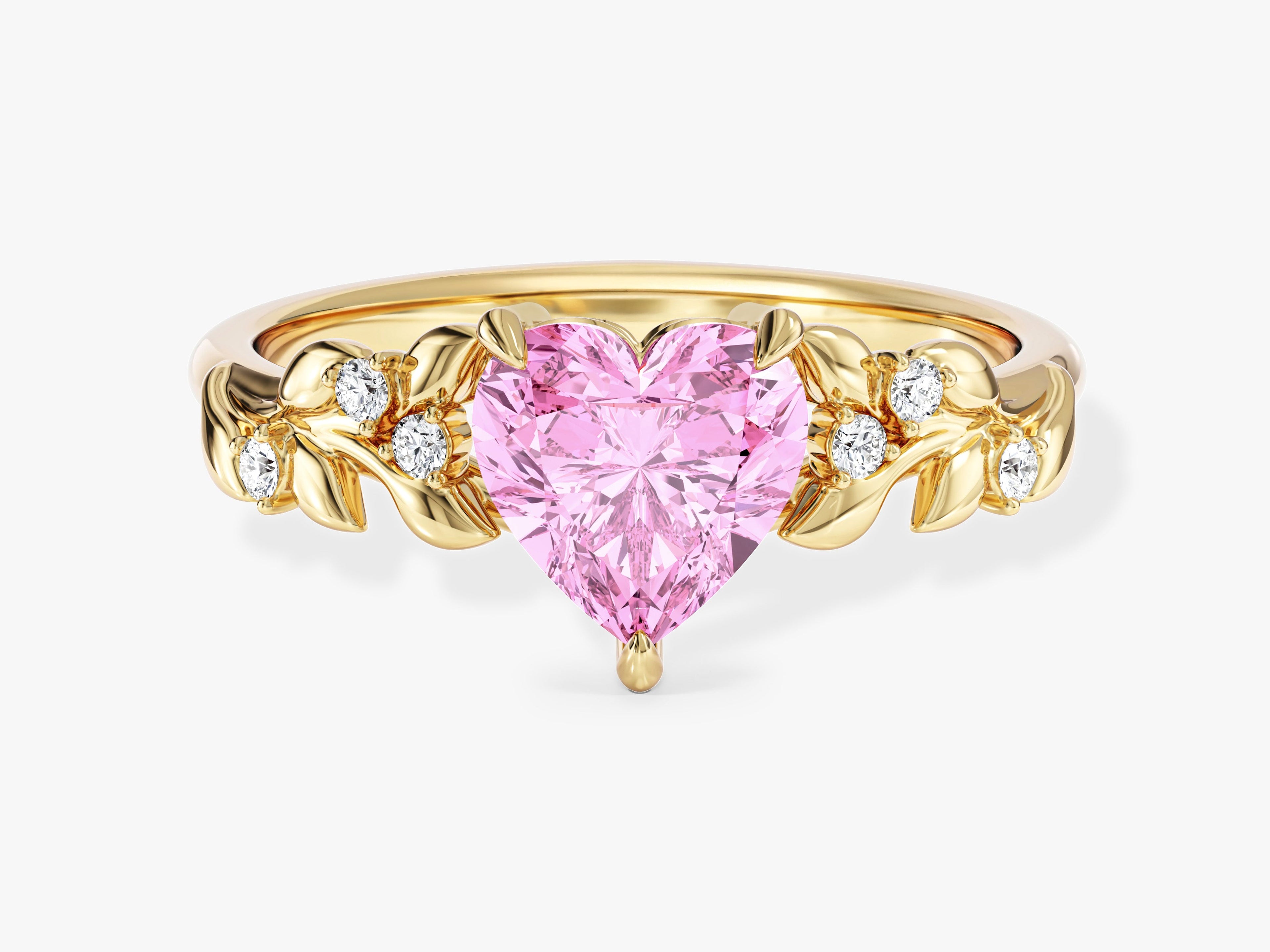 Nature Inspired Heart Birthstone Ring