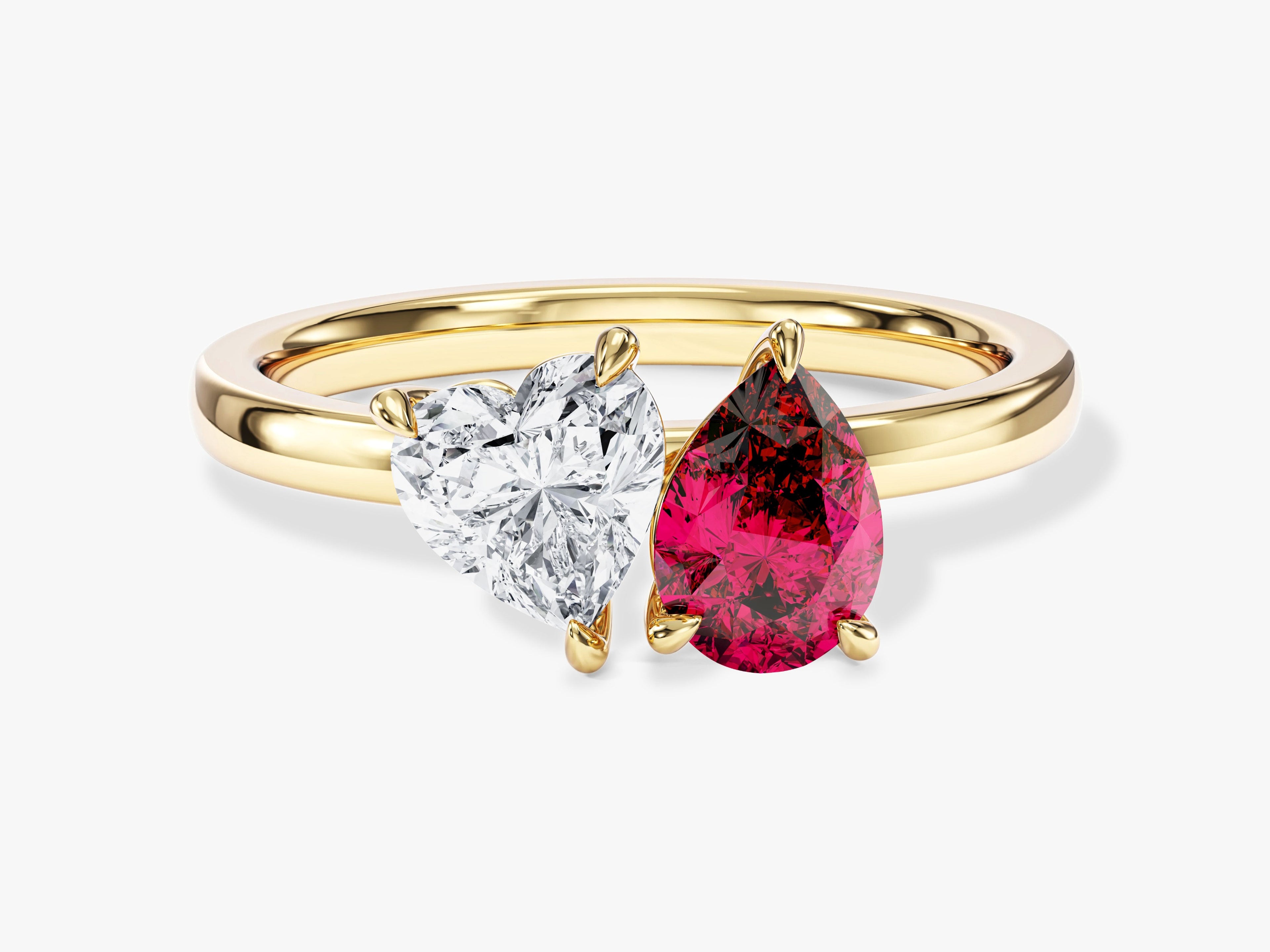 Heart and Pear Toi et Moi Birthstone Ring