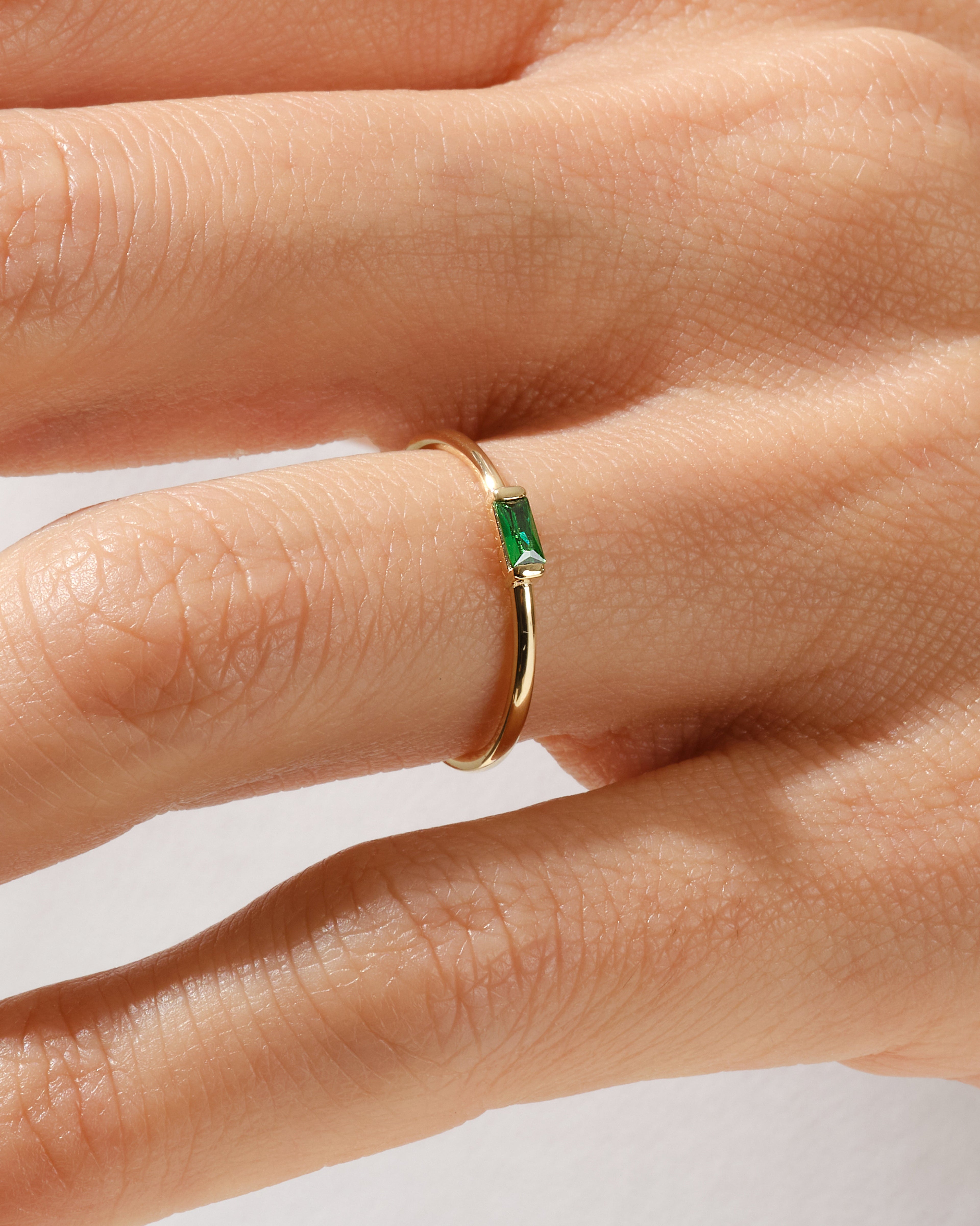 Bezel Set Baguette Birthstone Ring