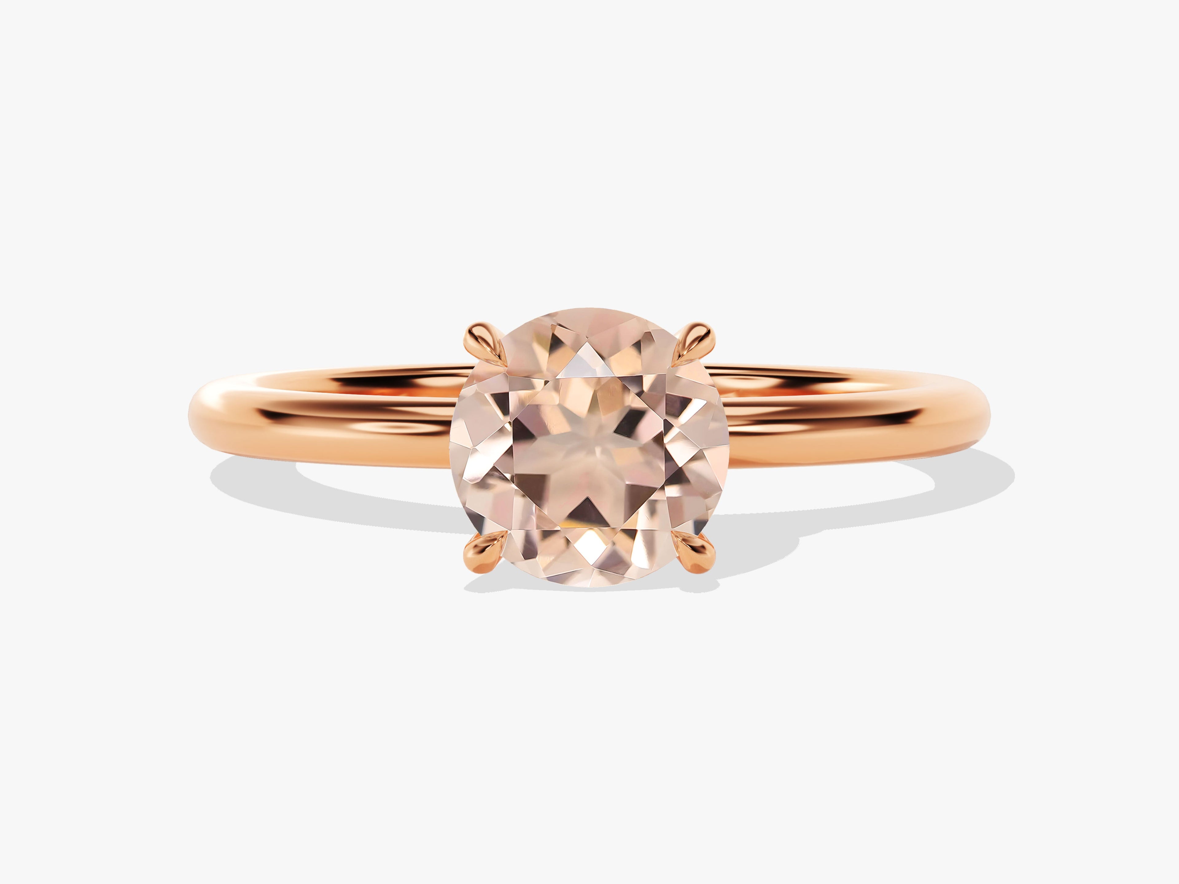 Round Cut Peach Morganite Solitaire Engagement Ring